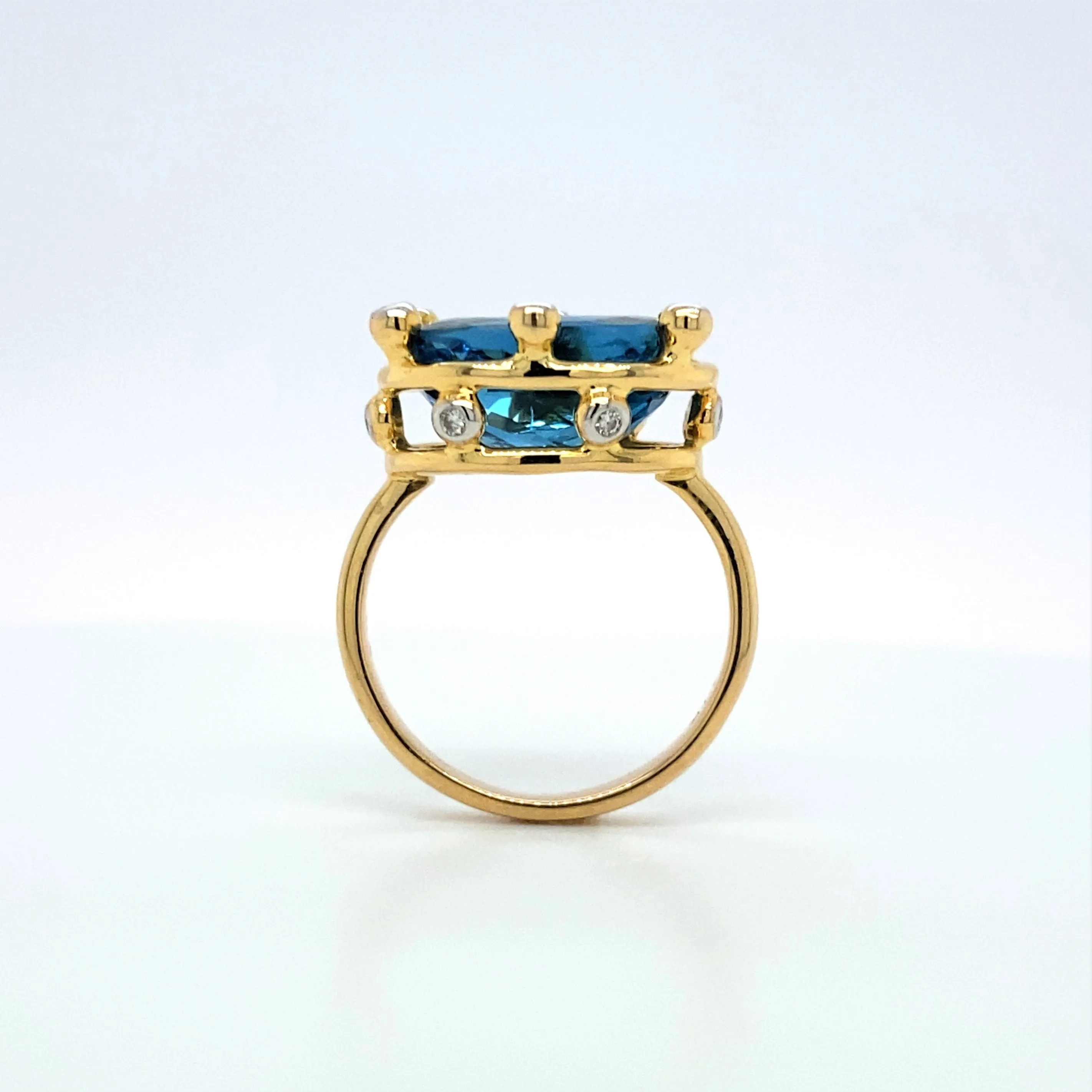 14K London Blue Topaz and Diamond Ring