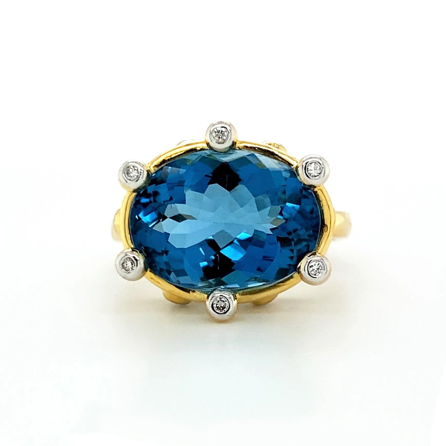 14K London Blue Topaz and Diamond Ring