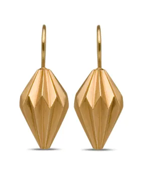 18k Hollow Yellow Gold Satin Finish Kite Earrings