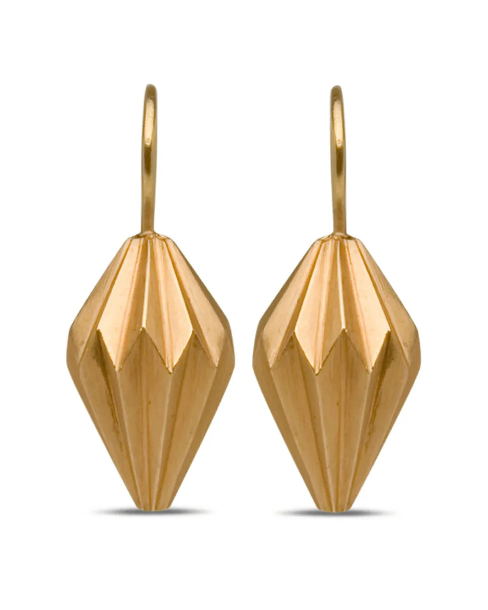 18k Hollow Yellow Gold Satin Finish Kite Earrings