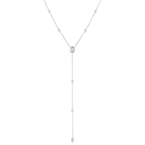 18k White Gold 0.40ctw Diamond Hexagon Drop Pendant Necklace