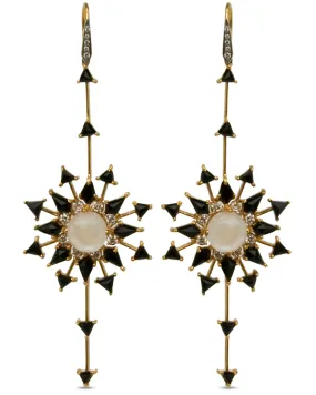 18k Yellow Gold Black Onyx Galaxy Diamond Earrings