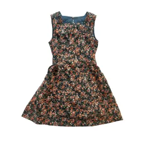 1970's Floral Corduroy Boho Dress  8-10Y