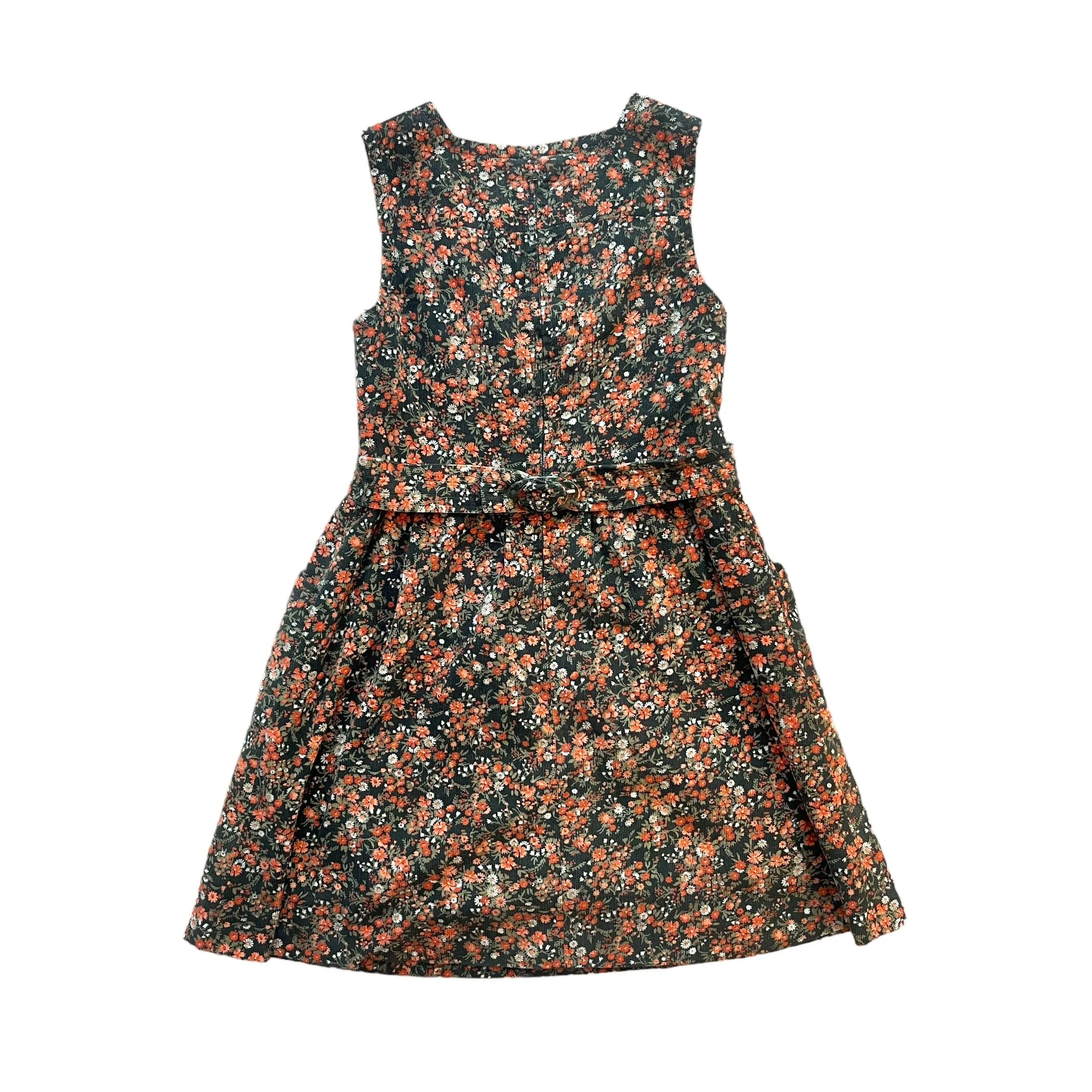 1970's Floral Corduroy Boho Dress  8-10Y