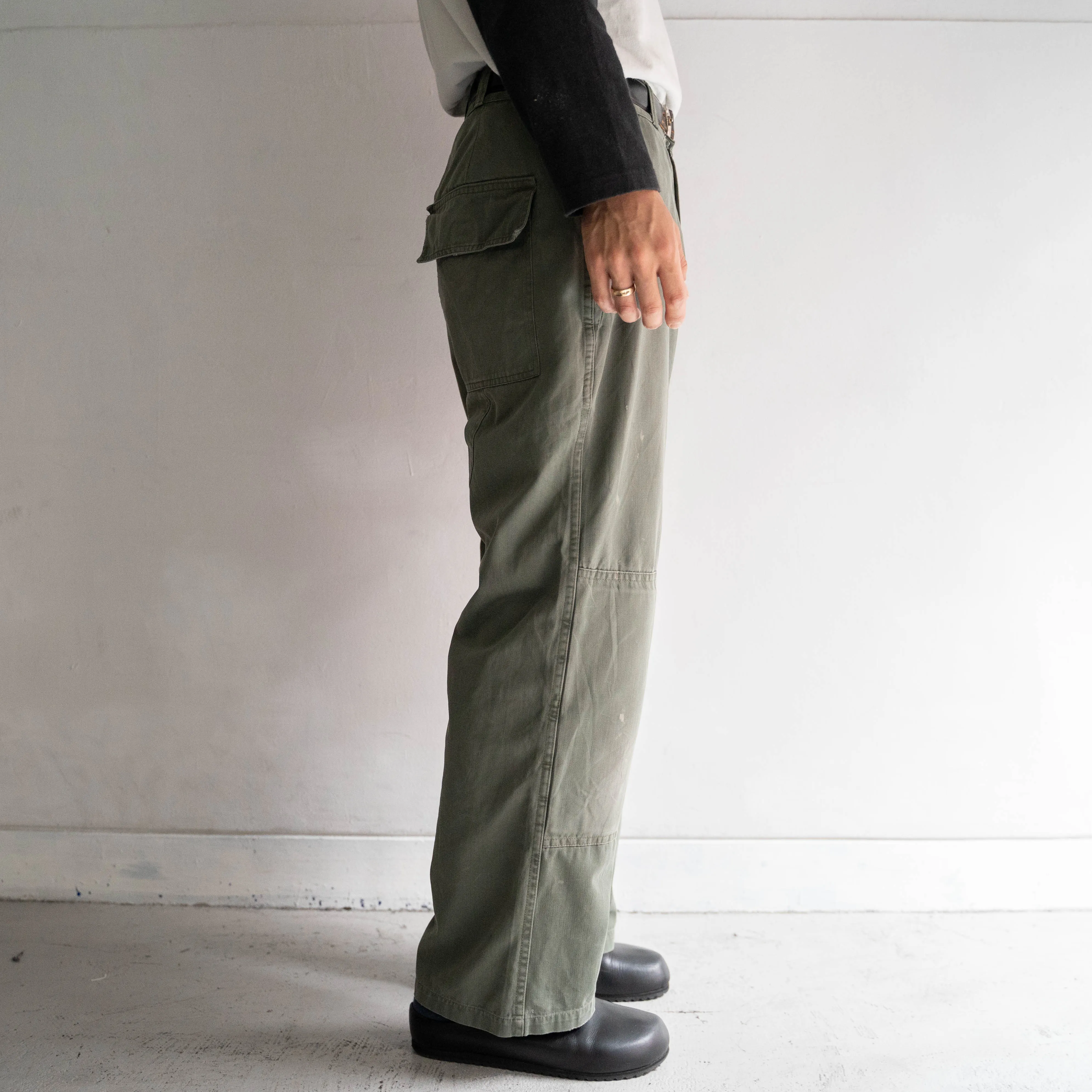 1980-90s French military mechanic pants -HBT fabric-