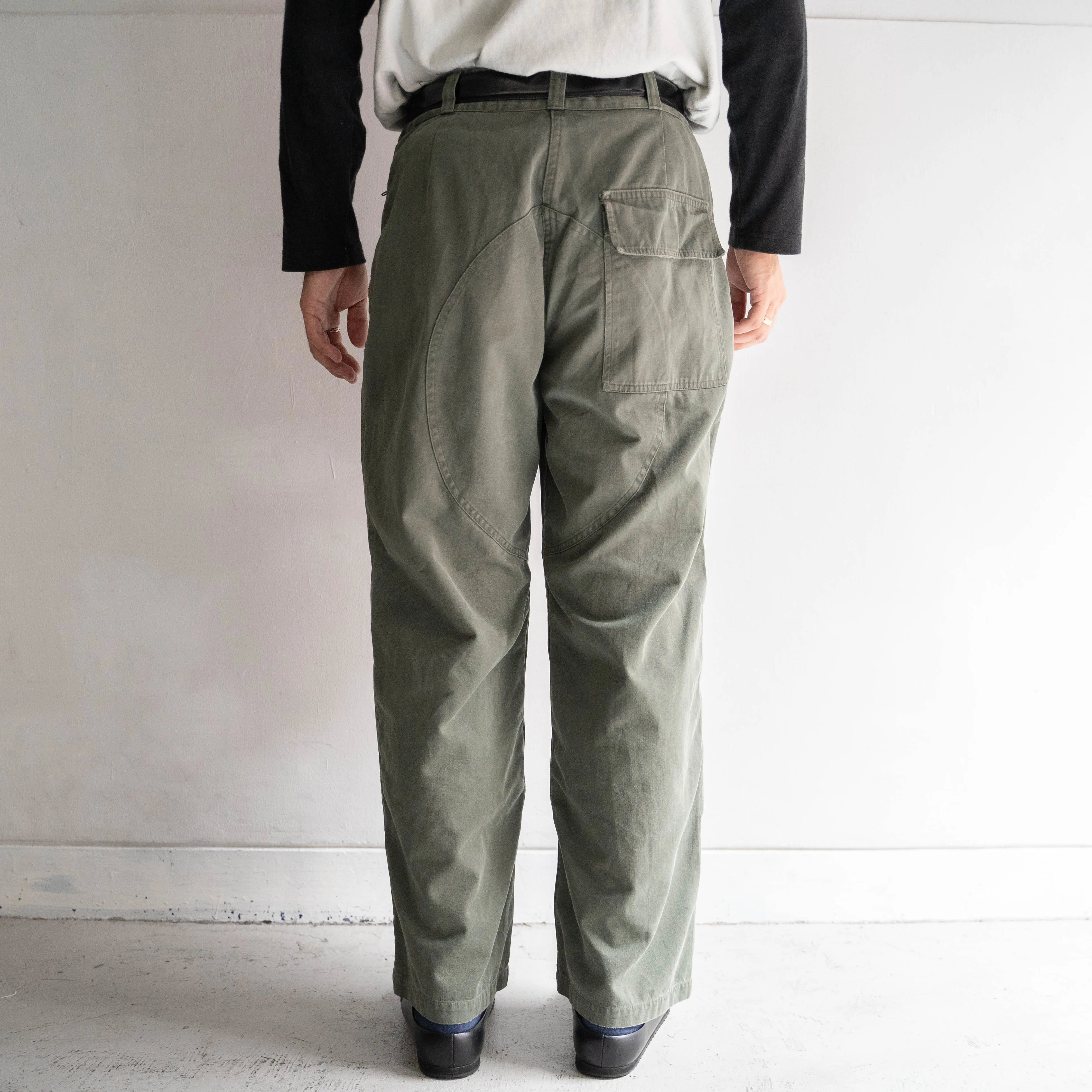 1980-90s French military mechanic pants -HBT fabric-