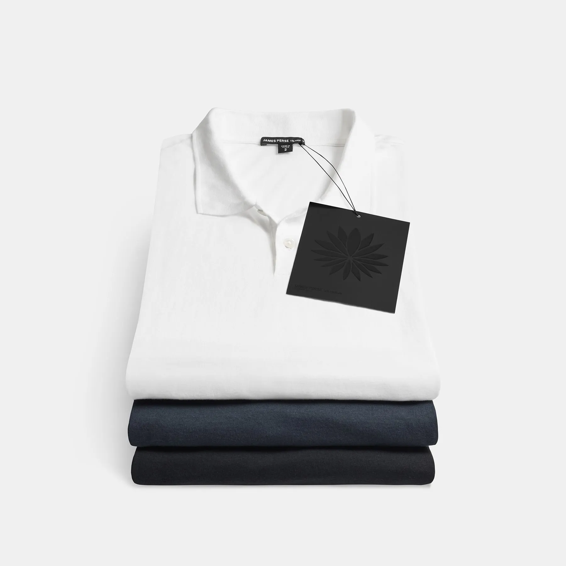 3 Pack Luxe Lotus Jersey Polo - Black/White/French Navy