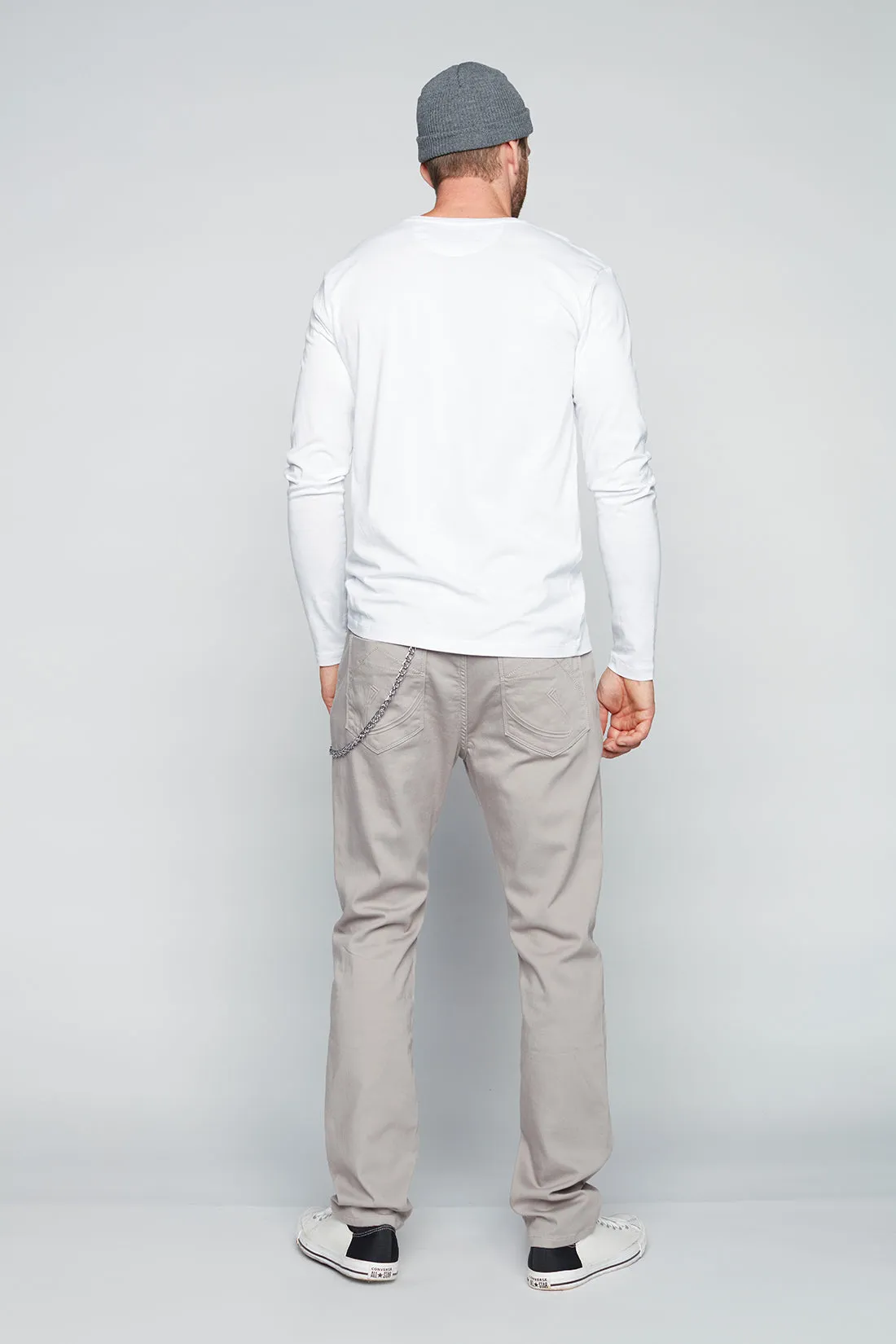 5 Pocket Straight Fit French Terry Pants - Light Grey