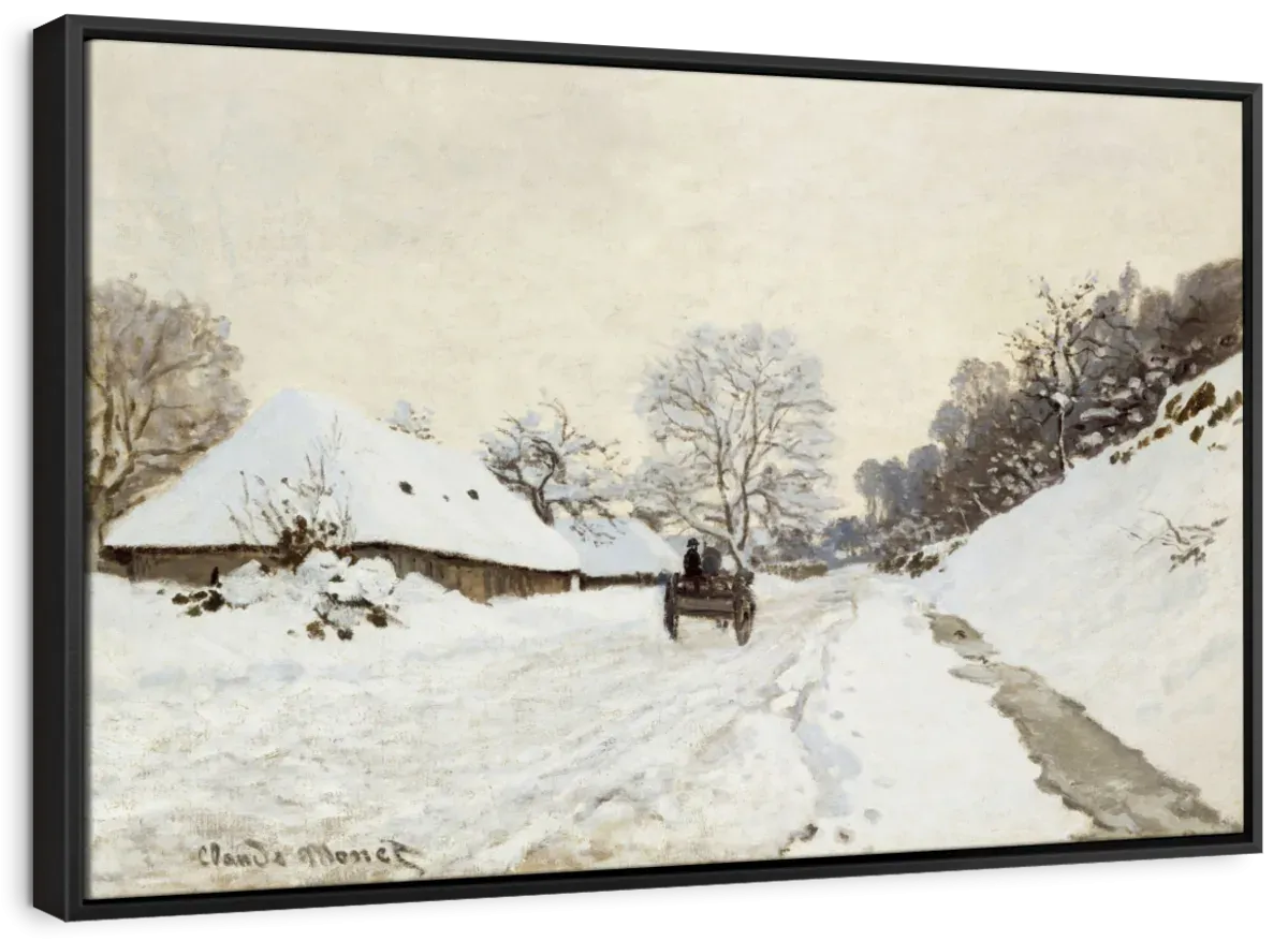 A Cart On The Snowy Road At Honfleur Wall Art