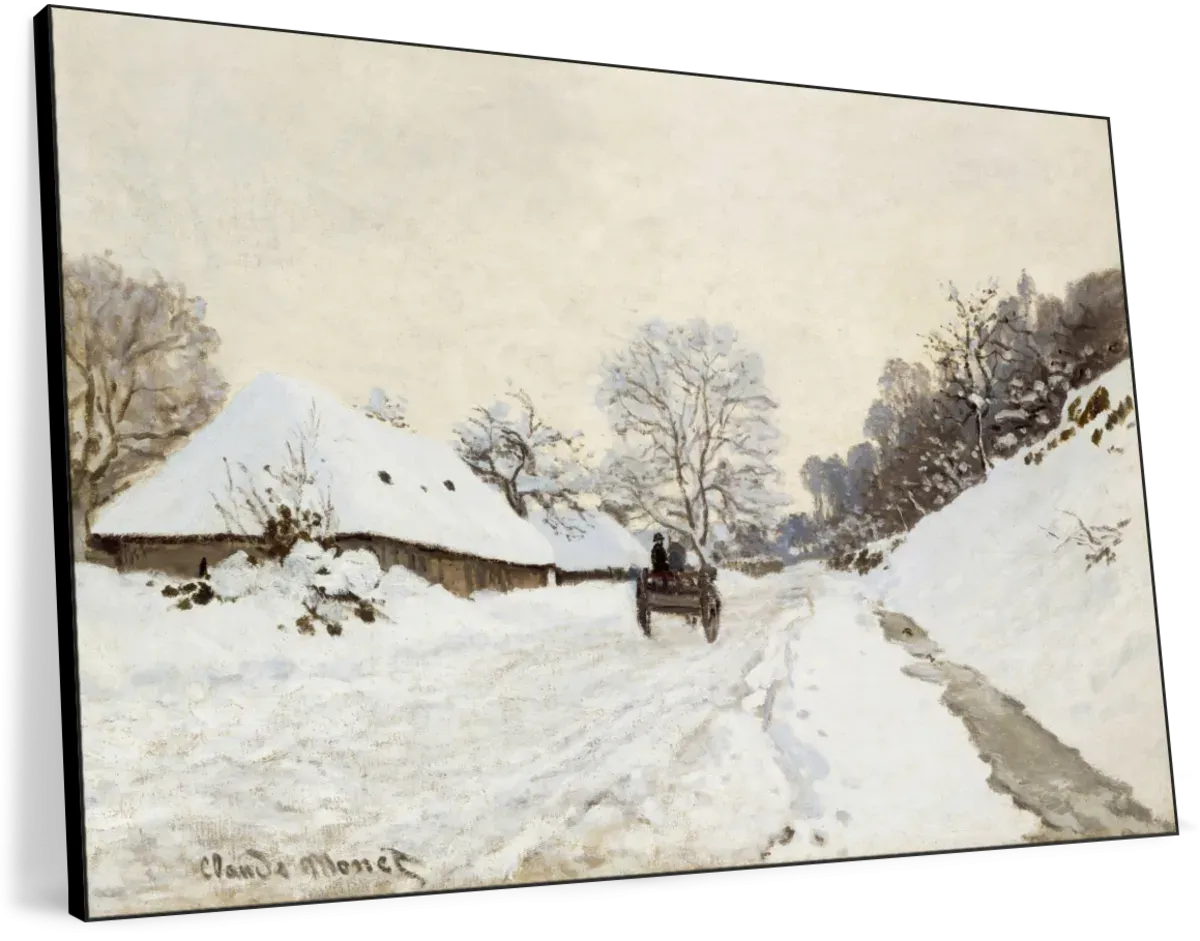 A Cart On The Snowy Road At Honfleur Wall Art