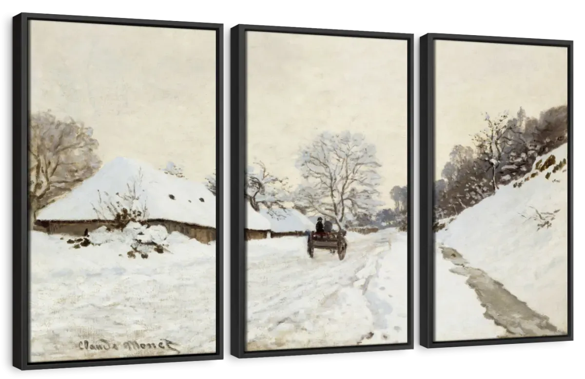 A Cart On The Snowy Road At Honfleur Wall Art