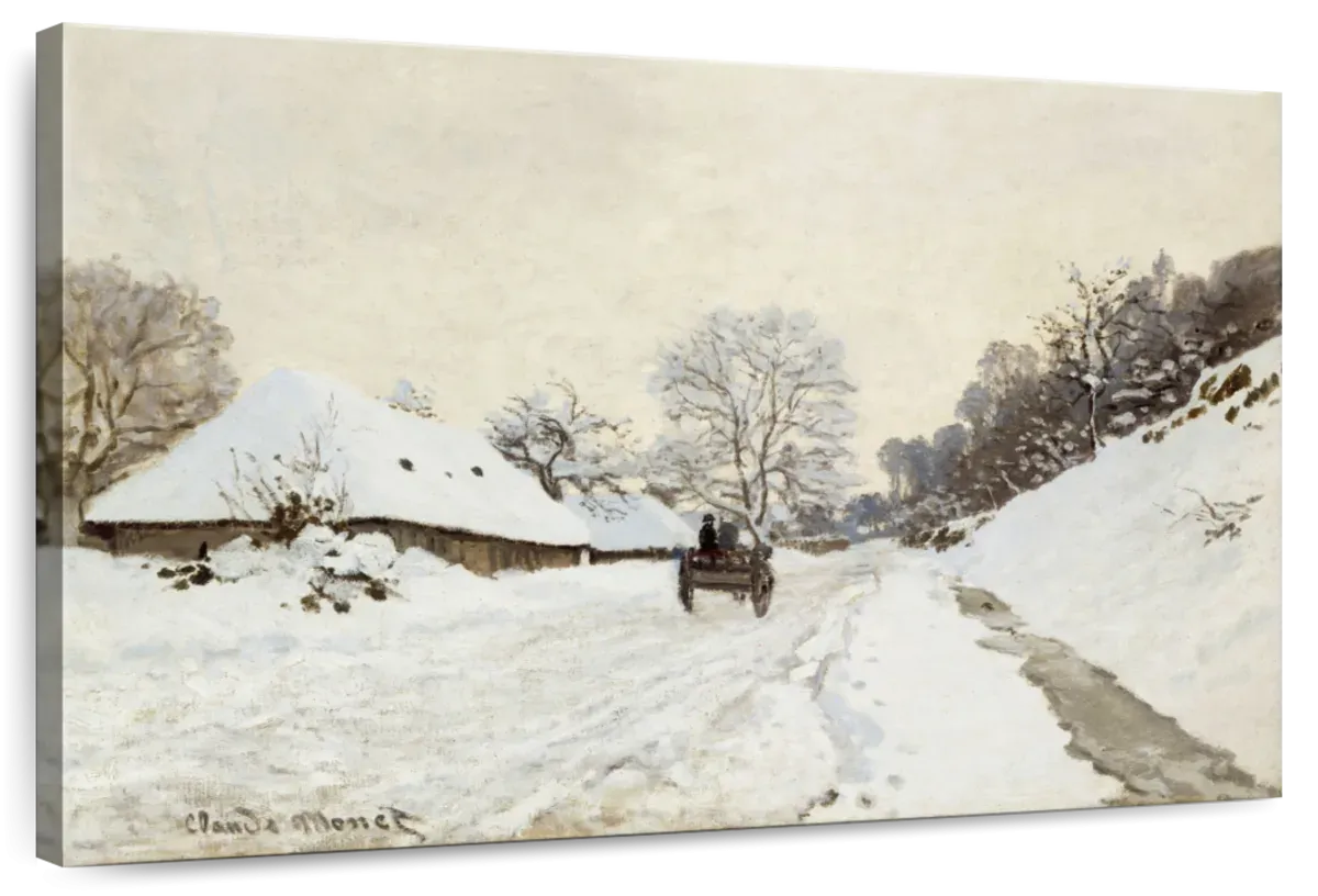 A Cart On The Snowy Road At Honfleur Wall Art