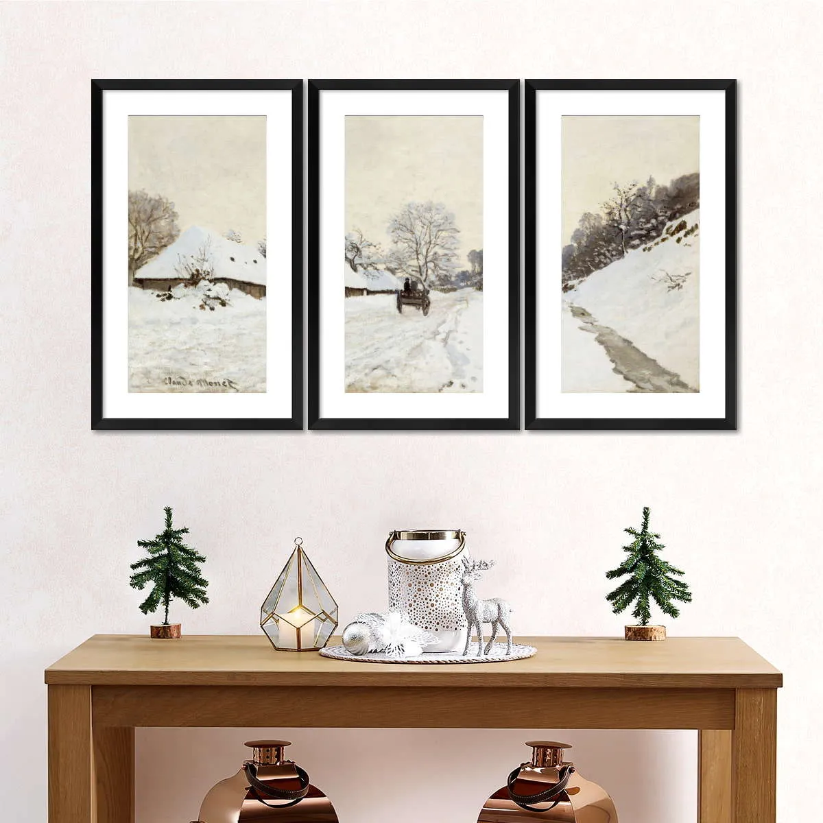 A Cart On The Snowy Road At Honfleur Wall Art