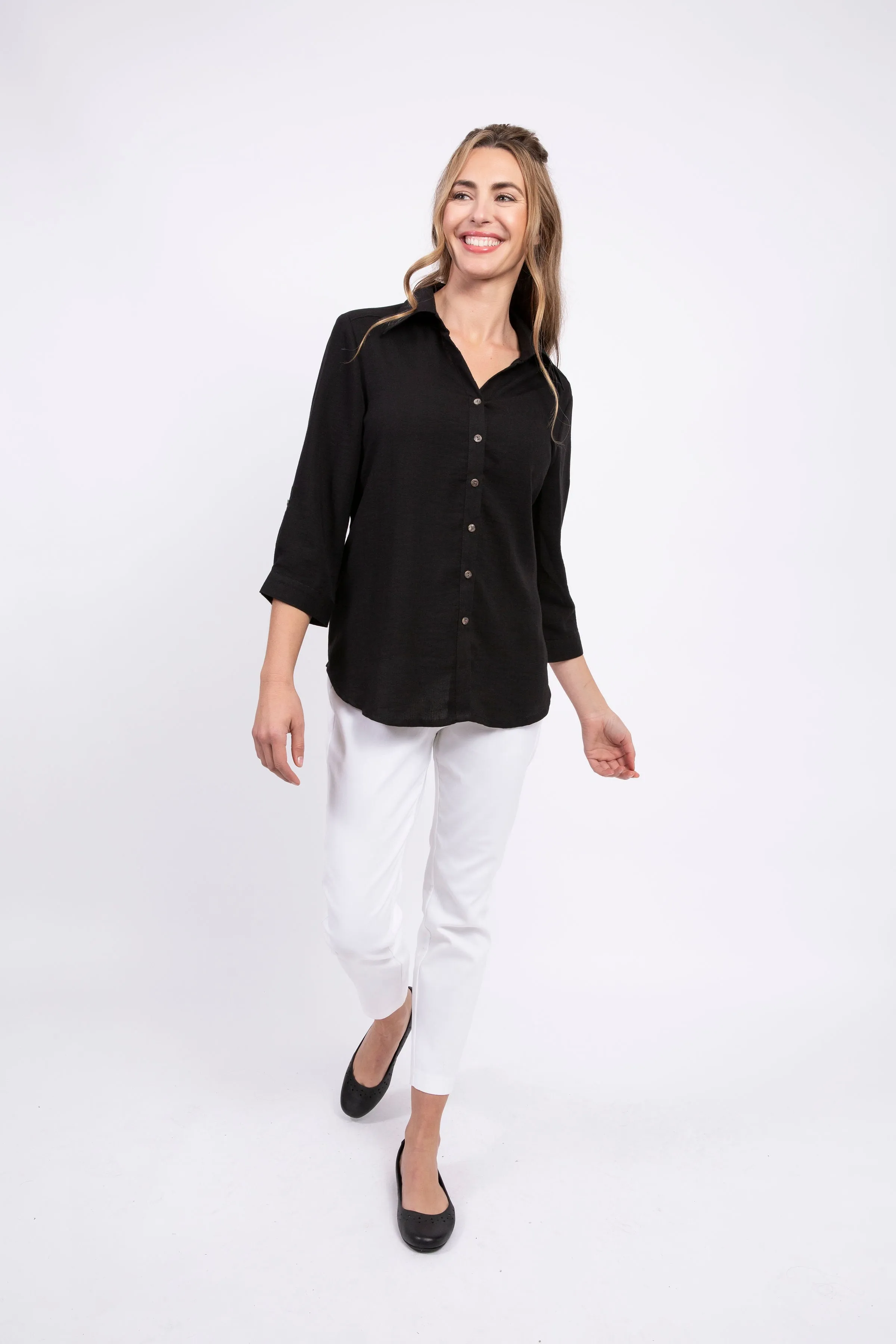 AA161 - Short Tuxedo Linen Shirt