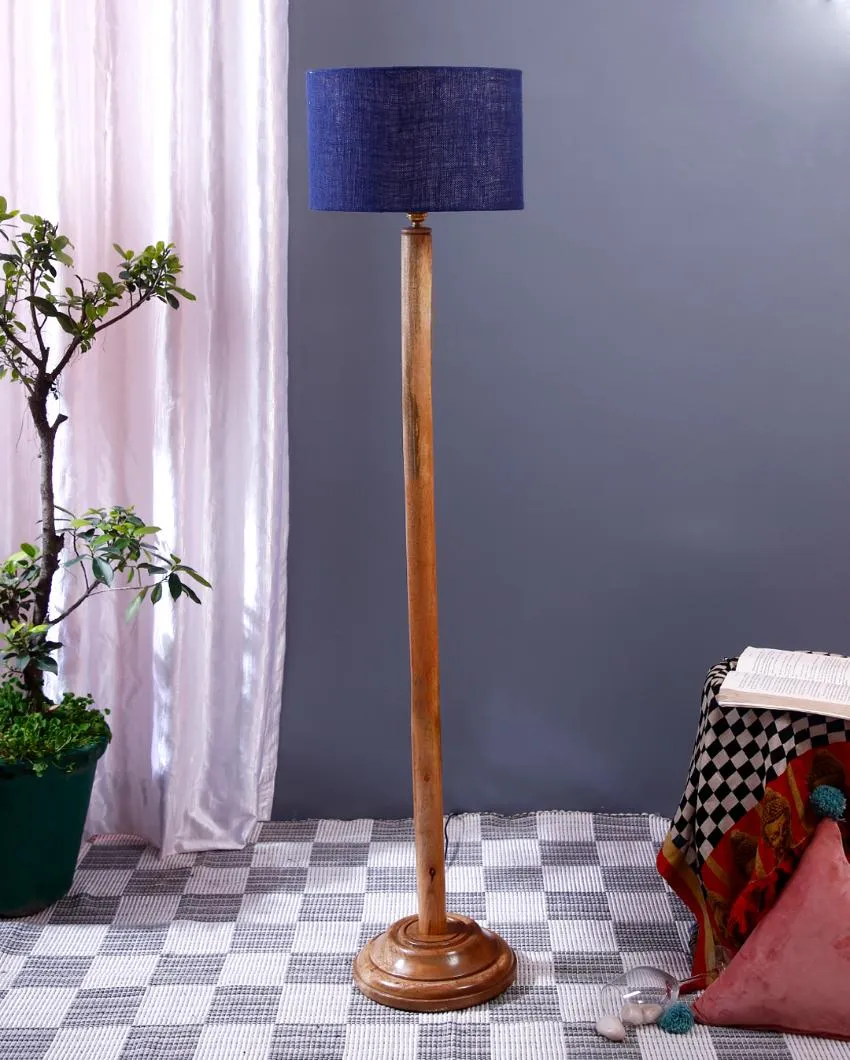 Abstract Jute Drum Shade Floor Lamp with Wooden Base | 12 x 59 Inches