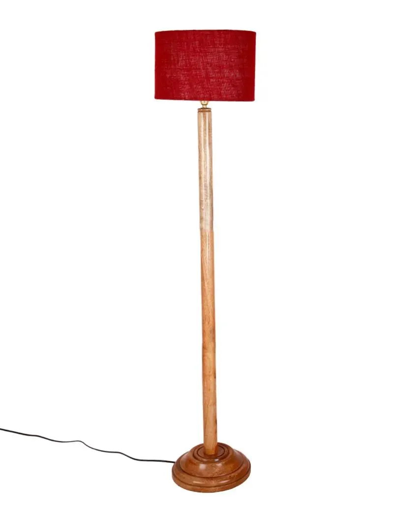 Abstract Jute Drum Shade Floor Lamp with Wooden Base | 12 x 59 Inches