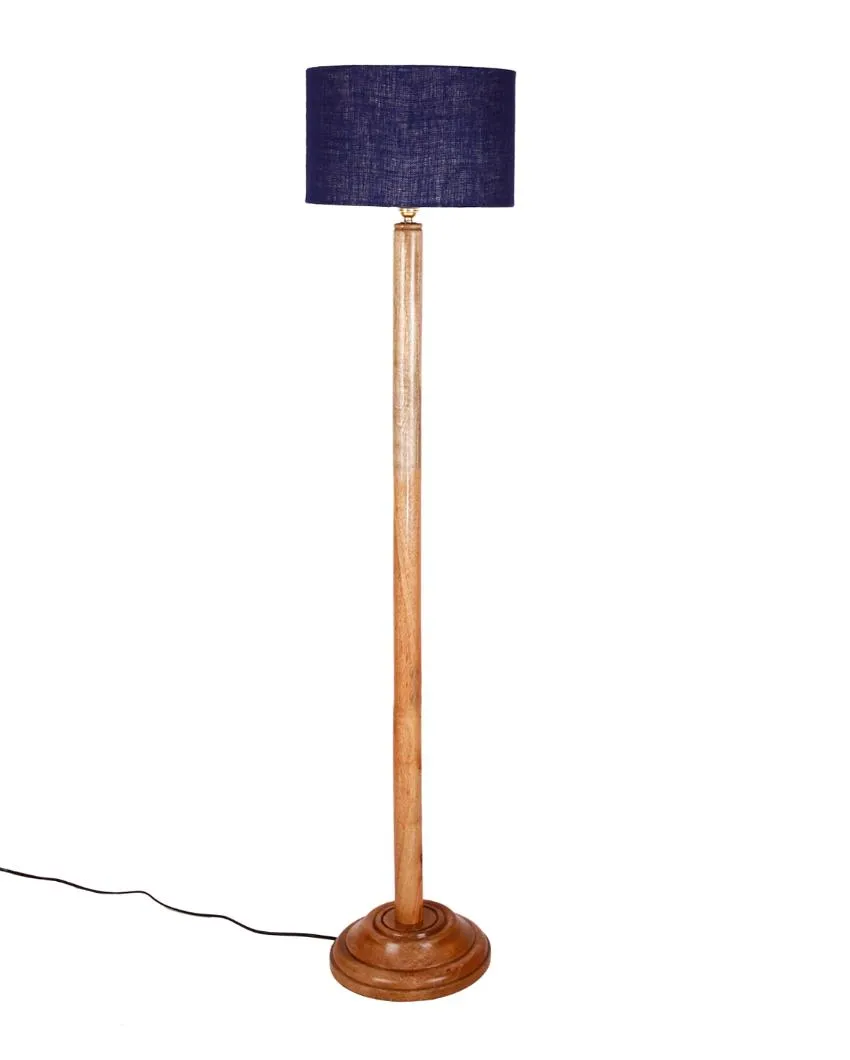 Abstract Jute Drum Shade Floor Lamp with Wooden Base | 12 x 59 Inches