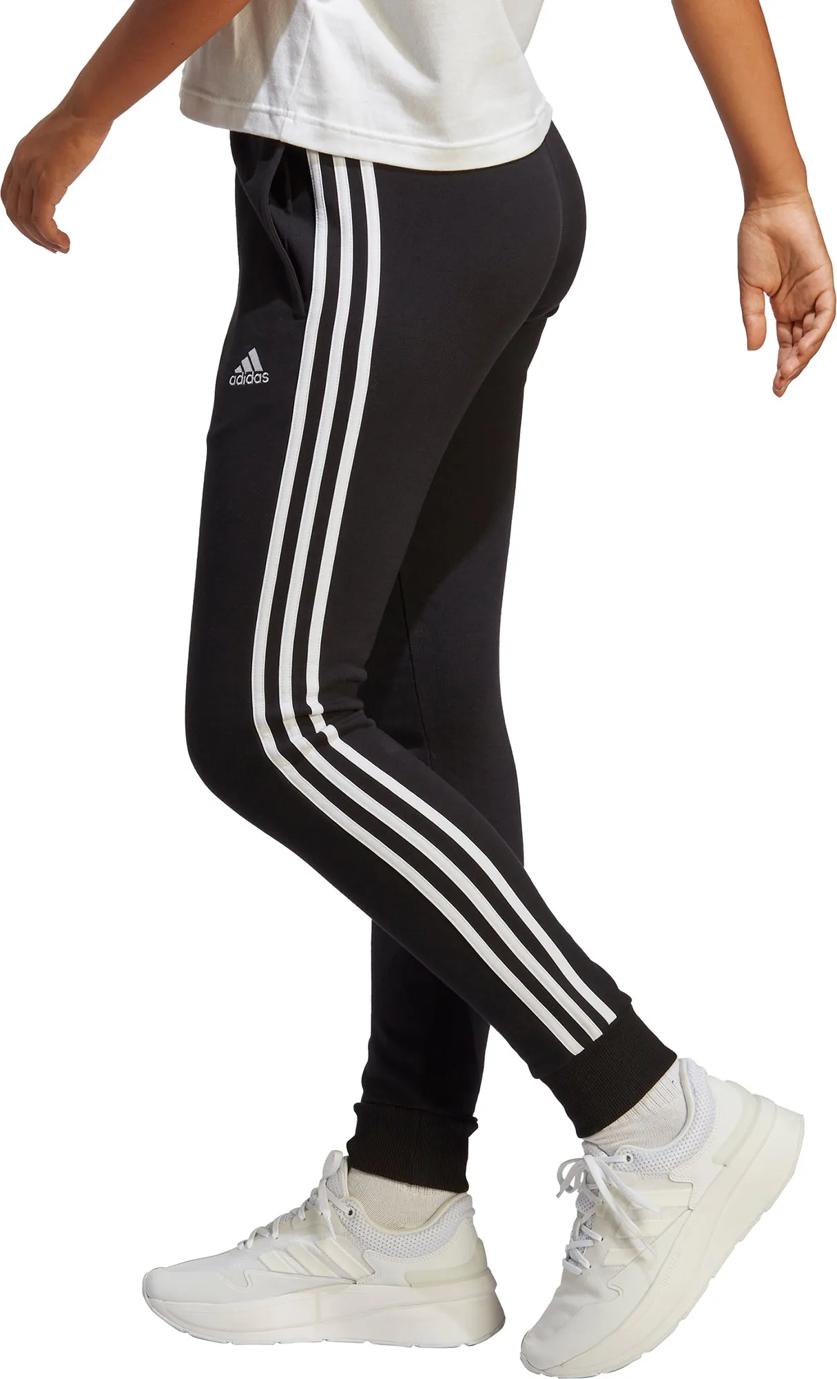 adidas Essentials 3 Stripes Cuffed Womens Joggers - Black