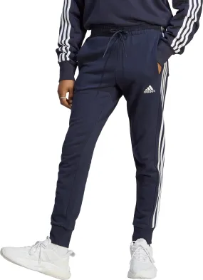 adidas Essentials Tapered Cuff 3 Stripes Mens Joggers - Navy