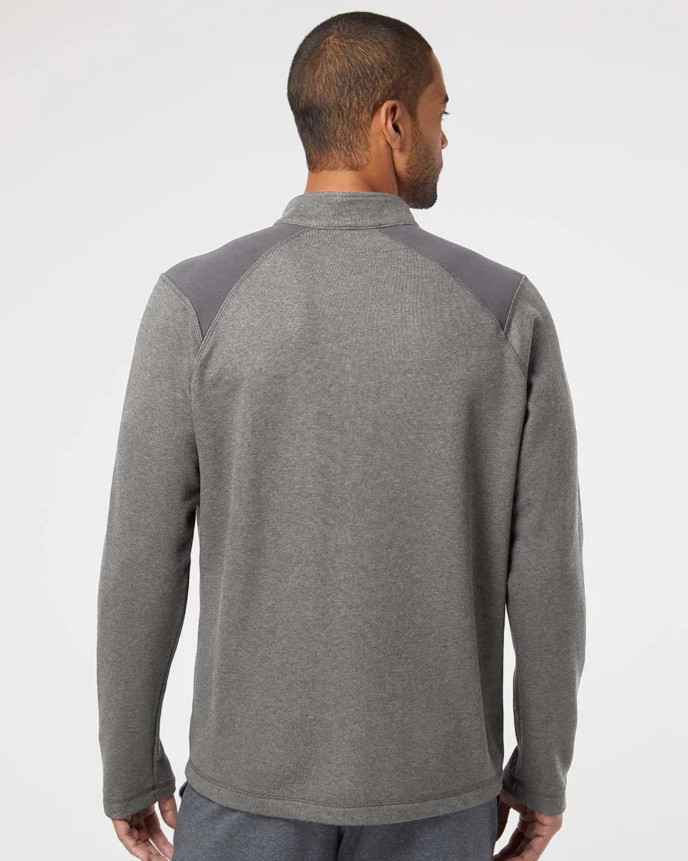 Adidas Heathered Quarter Zip Pullover with Colorblocked Shoulders