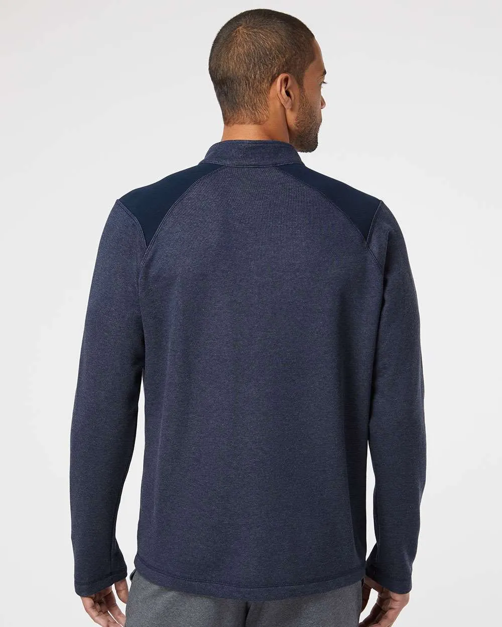 Adidas Heathered Quarter Zip Pullover with Colorblocked Shoulders