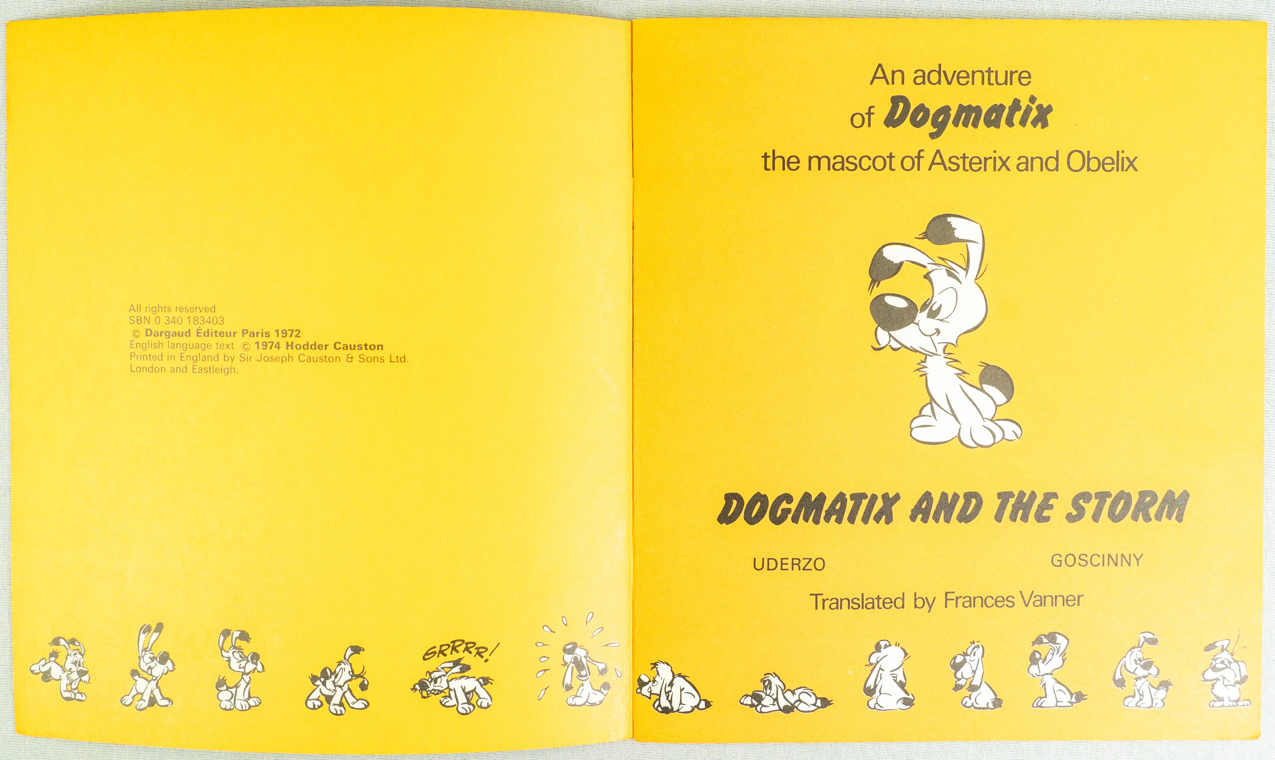 Adventures of Dogmatix and the Storm 1973 Dargaud UK 1st Edition PB Asterix Short Story Book