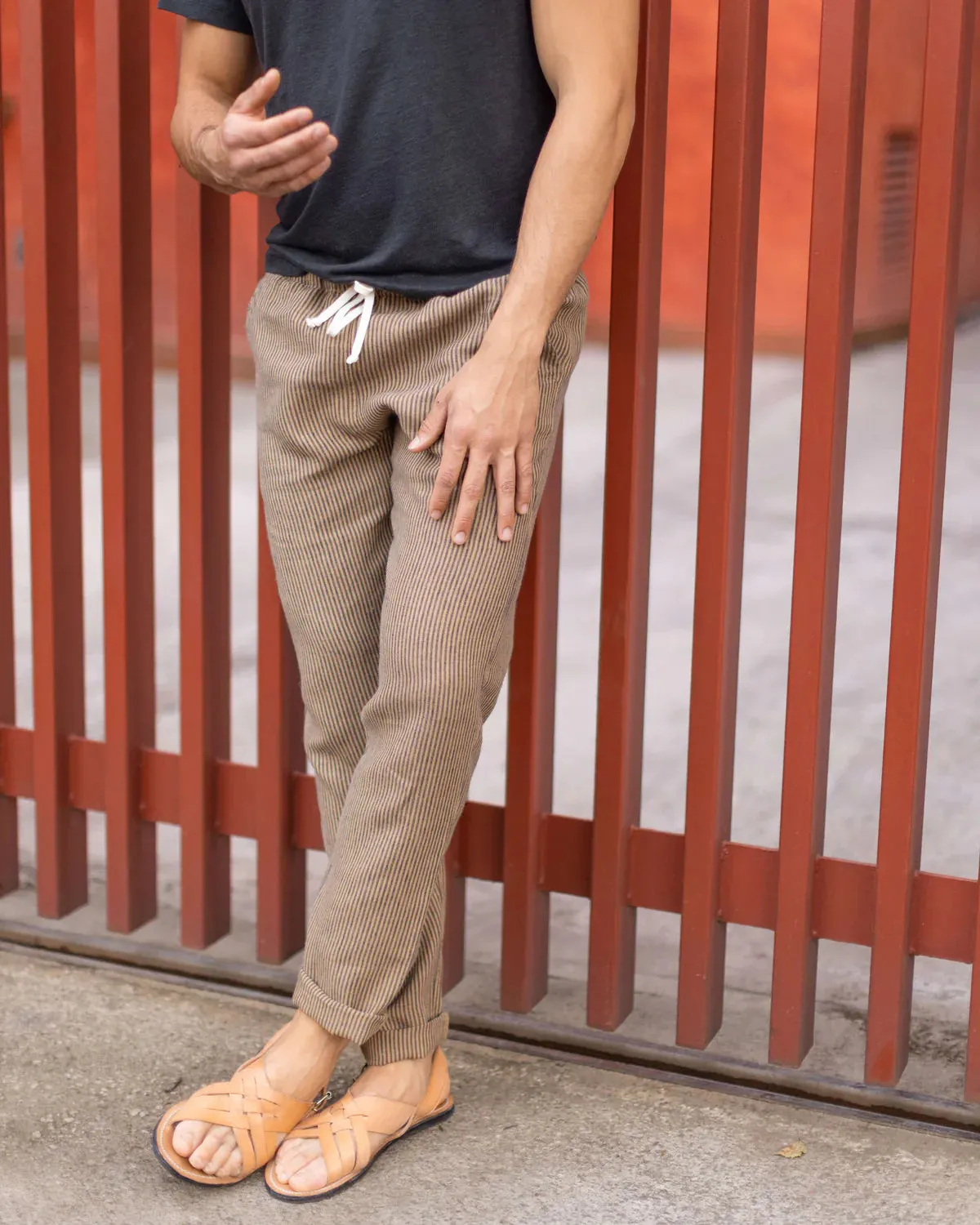 Alex Crane Chai Overdye Lines Bo Linen Pant