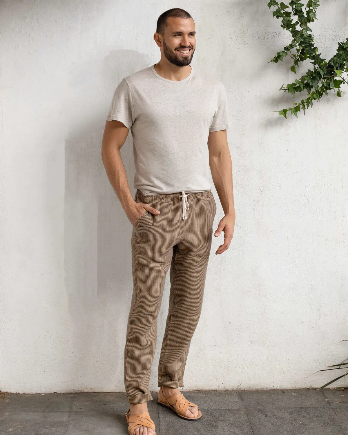 Alex Crane Chai Overdye Lines Bo Linen Pant