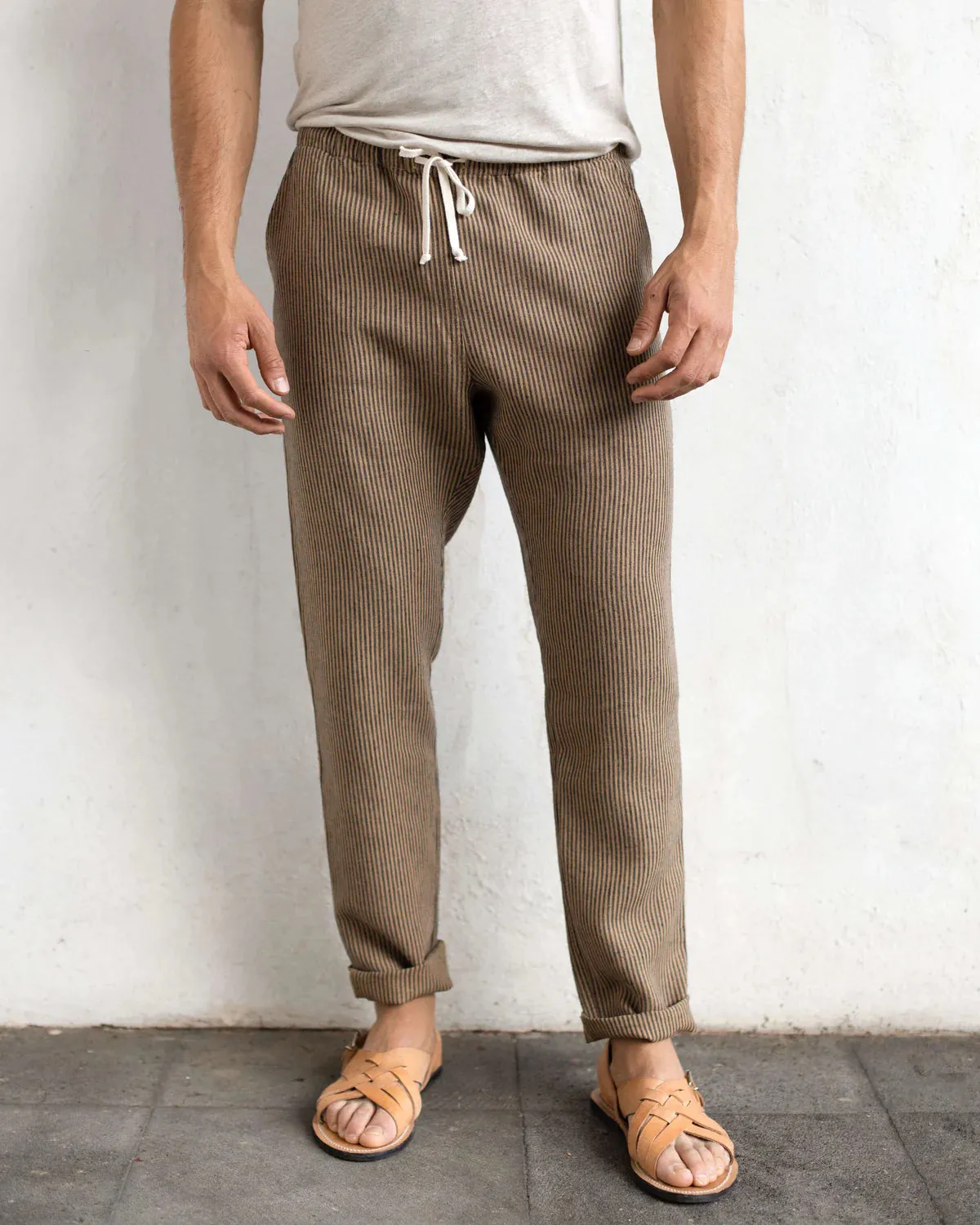 Alex Crane Chai Overdye Lines Bo Linen Pant