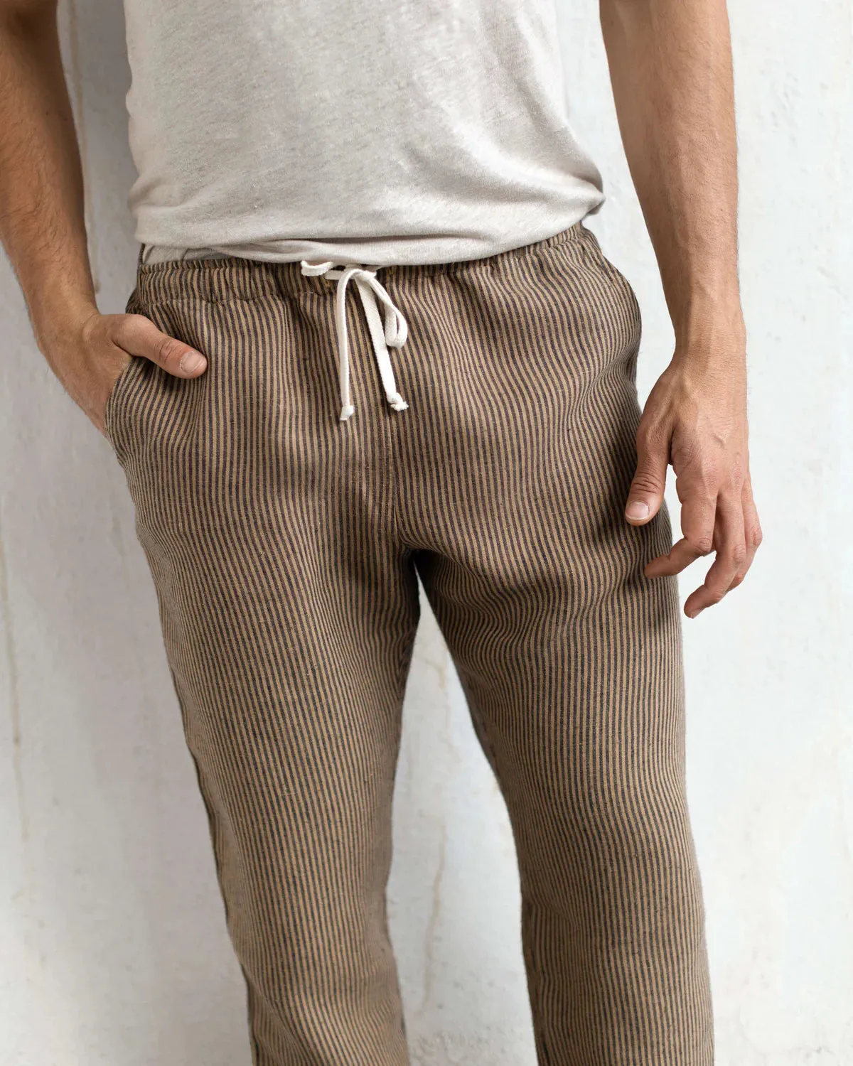 Alex Crane Chai Overdye Lines Bo Linen Pant