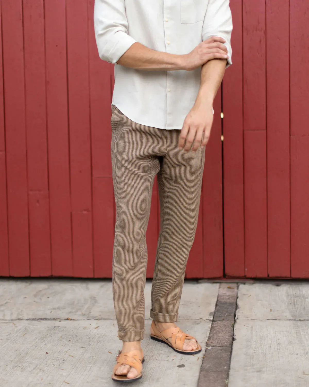 Alex Crane Chai Overdye Lines Bo Linen Pant