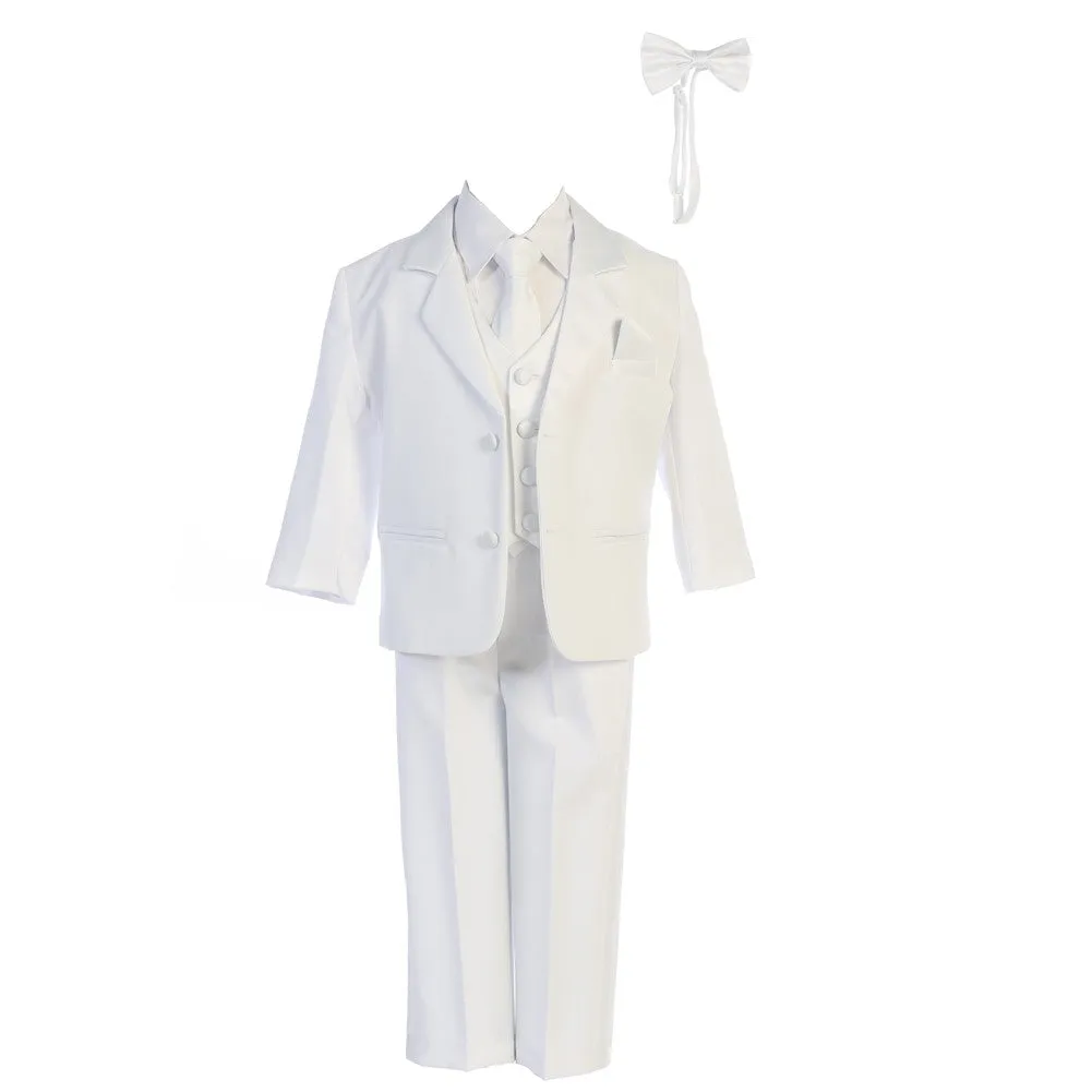 Baby Boys White Dinner Jacket Vest Bow Tie Zipper Shirt Pant Tuxedo 3-24M