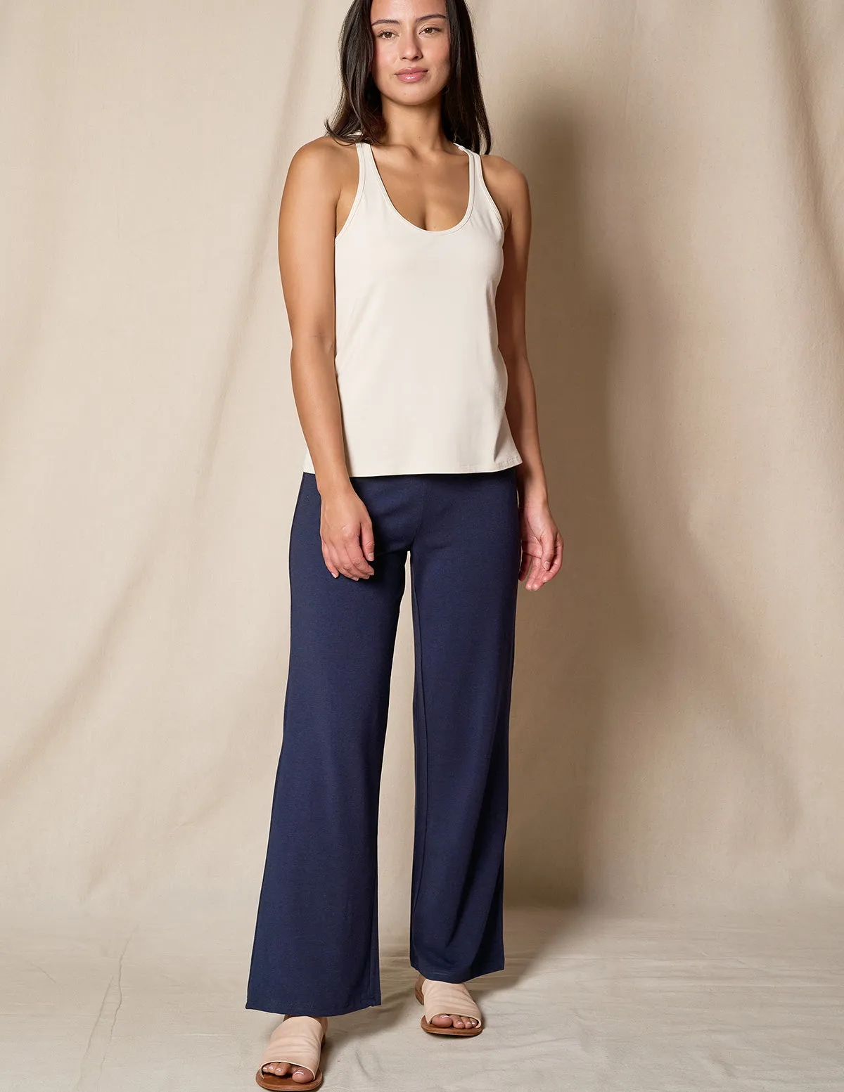 Bamboo / Organic Cotton Classic Straight Leg Pants - Navy