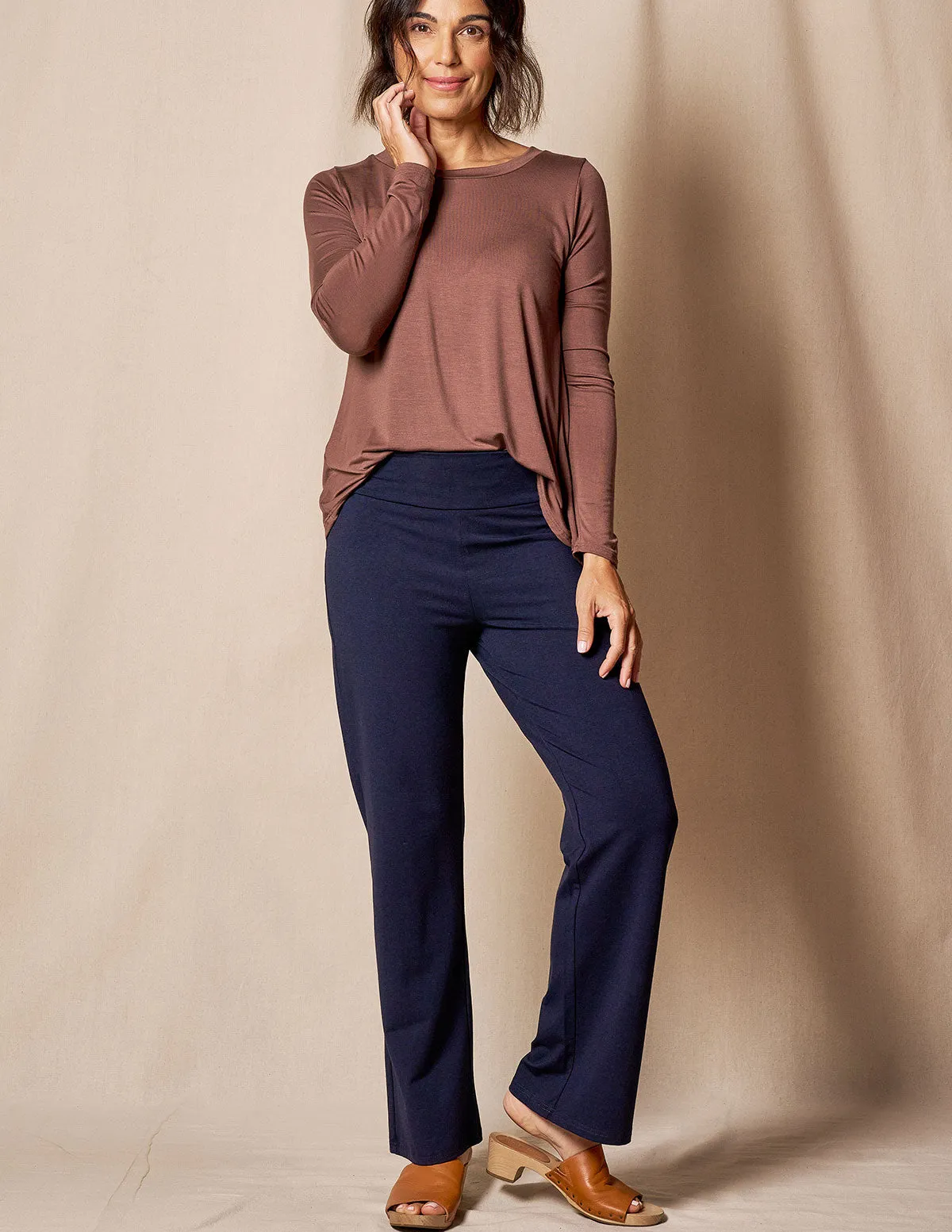 Bamboo / Organic Cotton Classic Straight Leg Pants - Navy