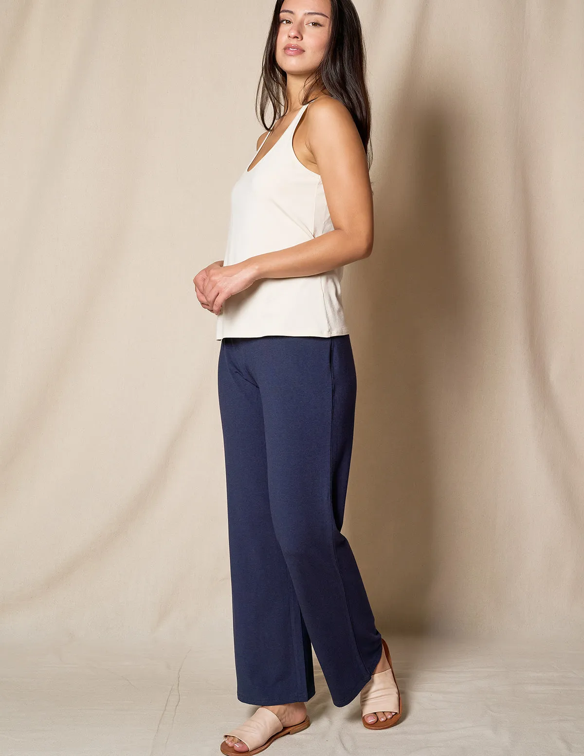 Bamboo / Organic Cotton Classic Straight Leg Pants - Navy