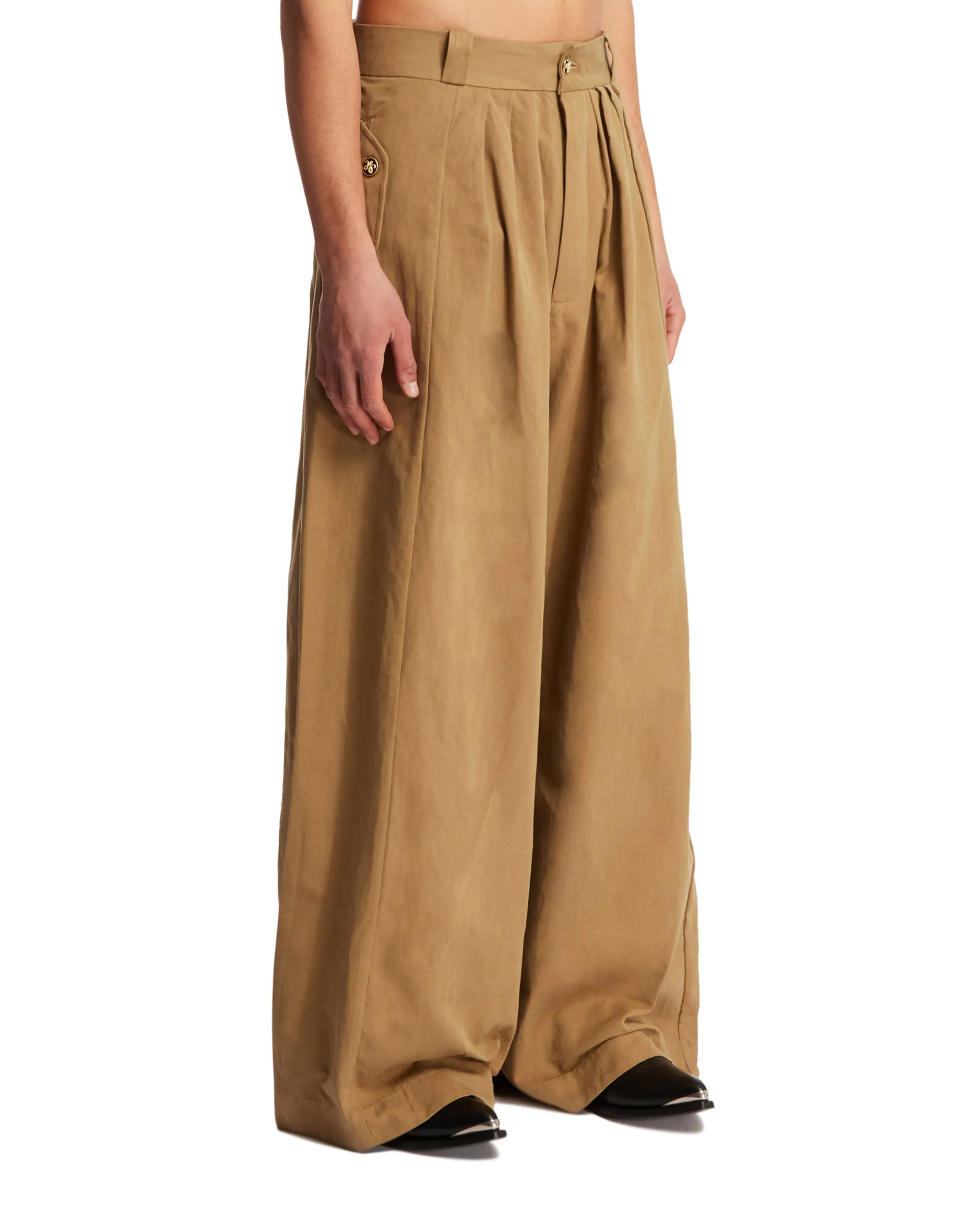 Beige Cotton Pants