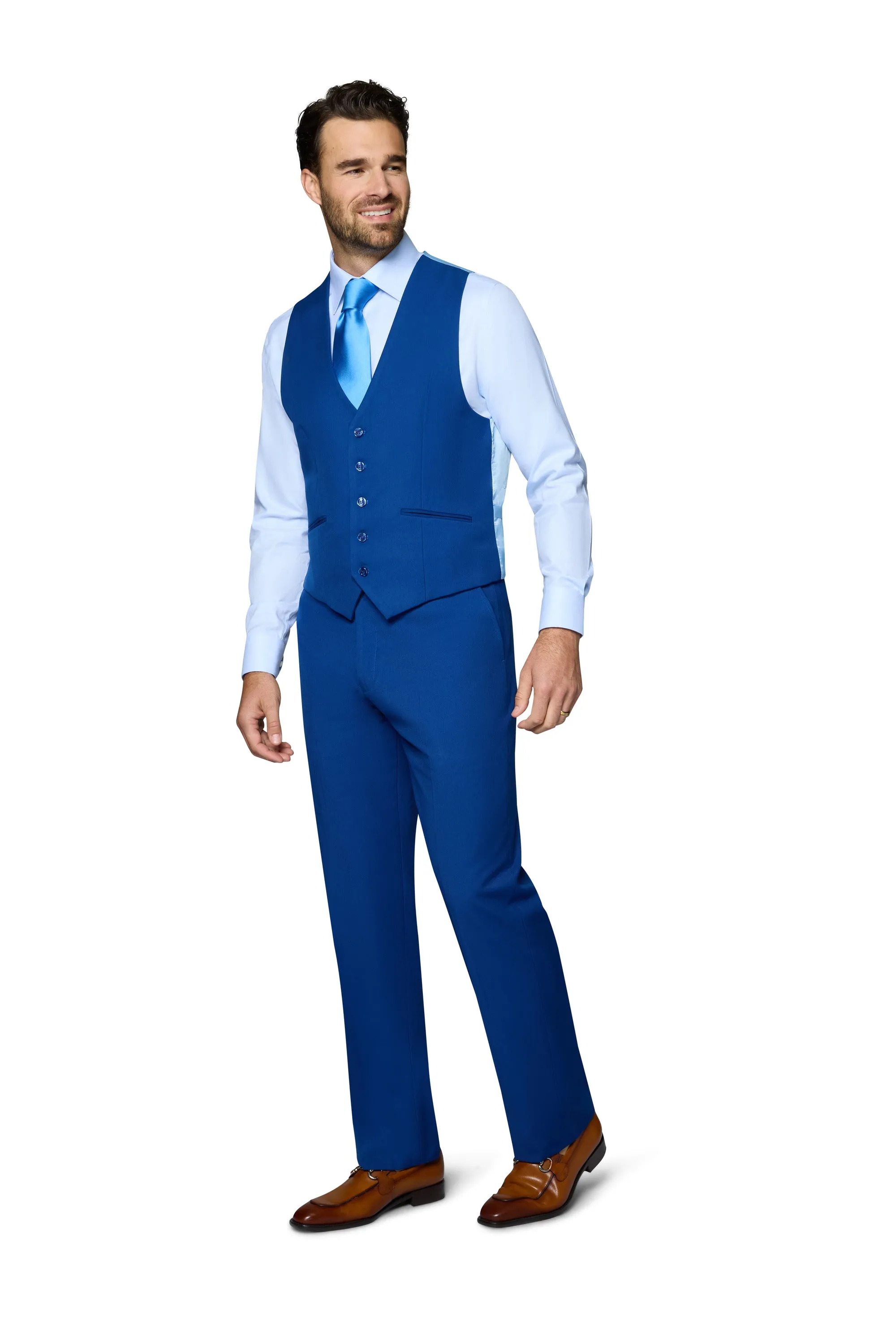 Berragamo Solid Modern Fit Pants - French Blue