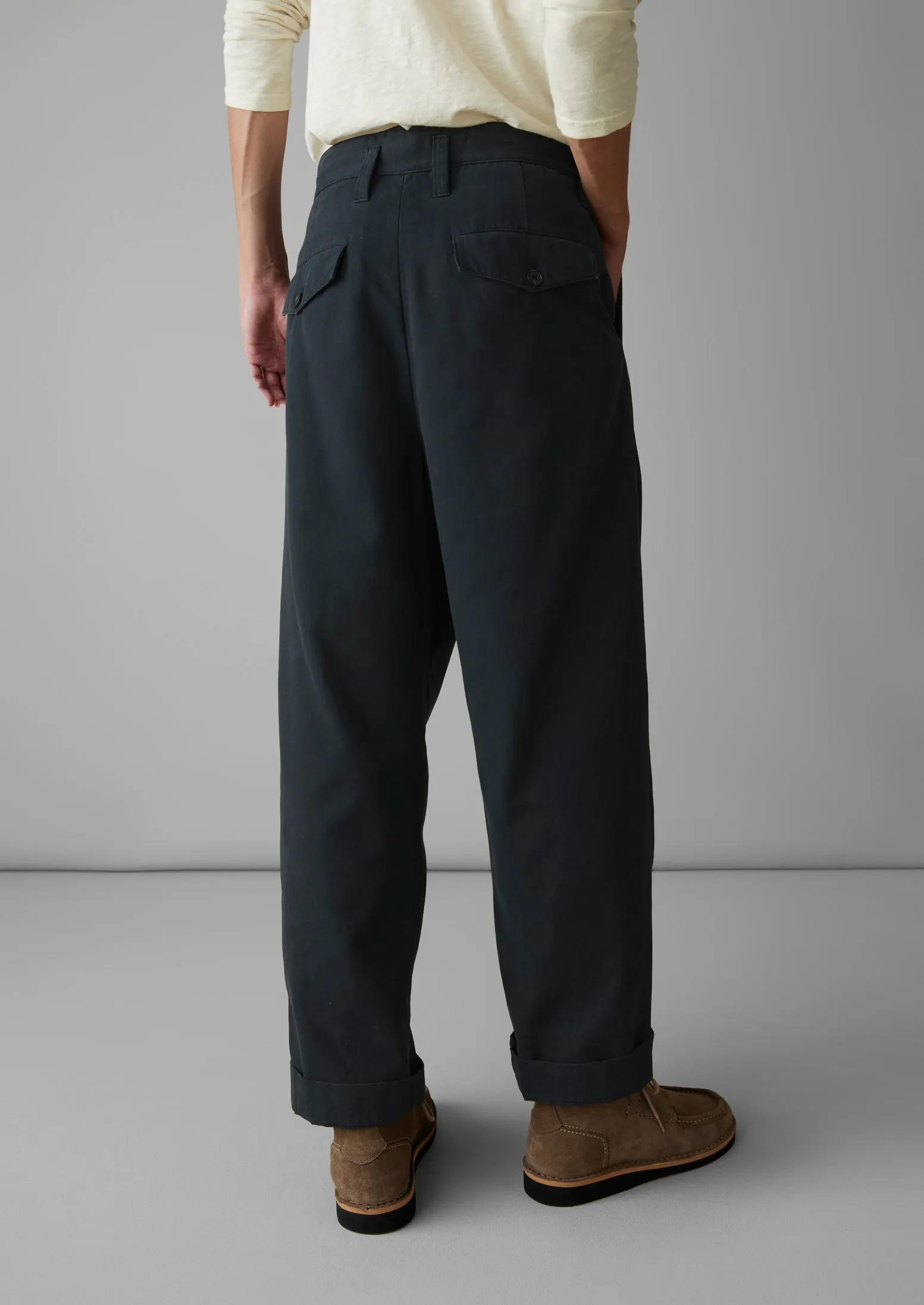 Bill Cotton Wide Leg Trousers | Dark Navy