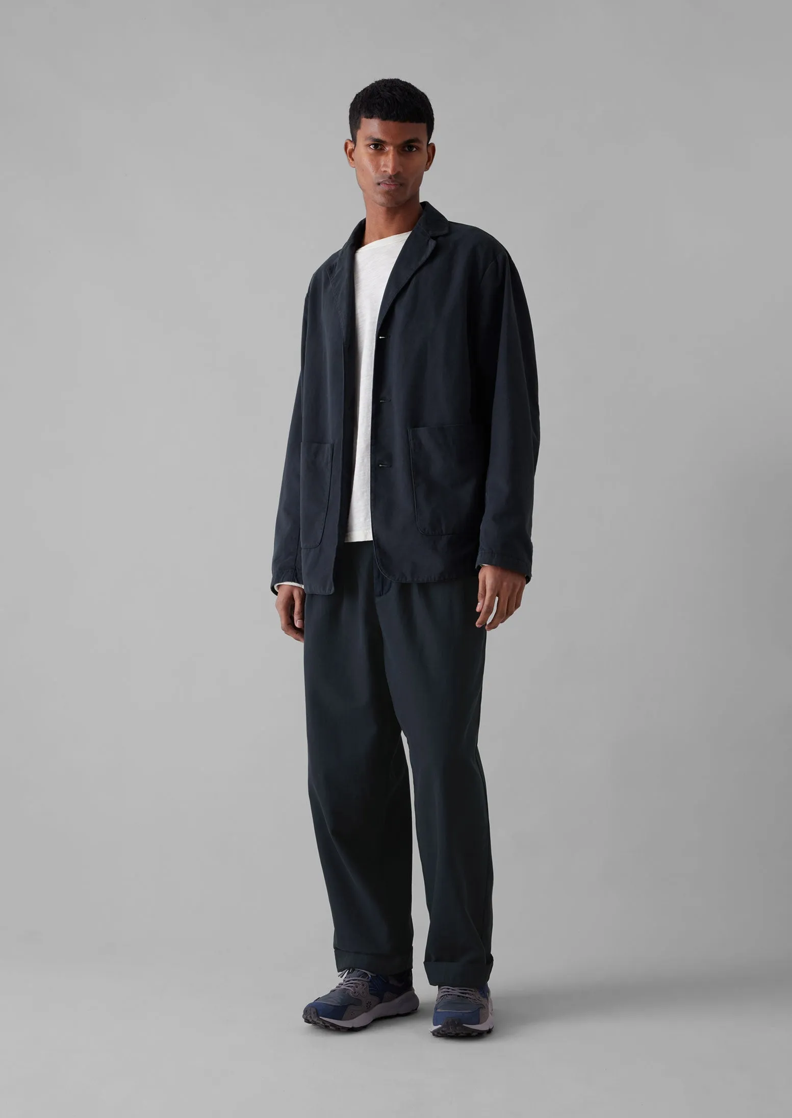 Bill Cotton Wide Leg Trousers | Dark Navy