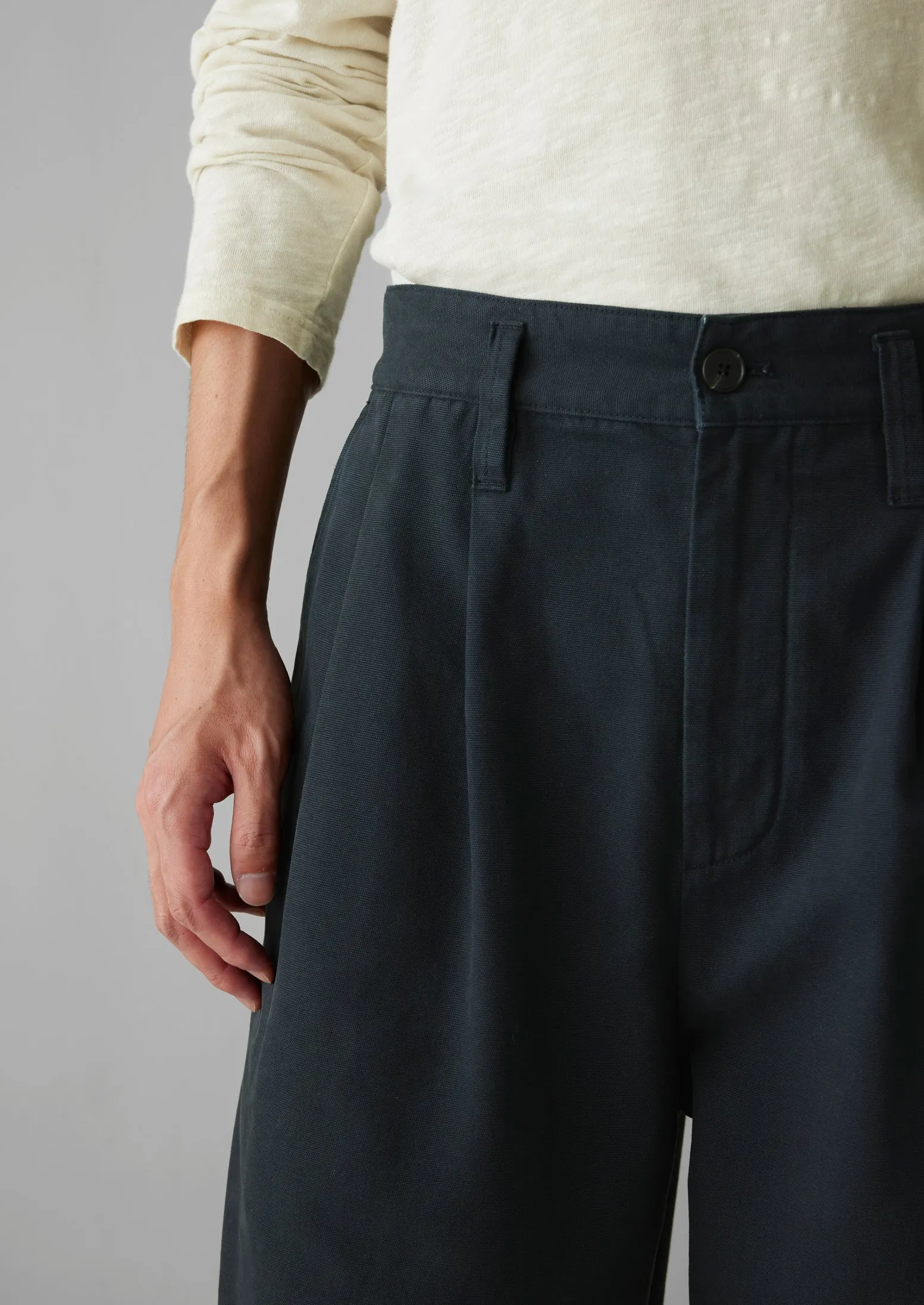 Bill Cotton Wide Leg Trousers | Dark Navy