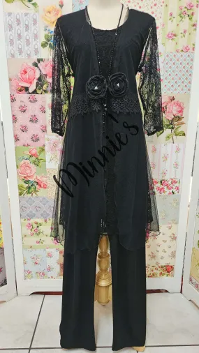 Black 4-Piece Pants Set LR0608