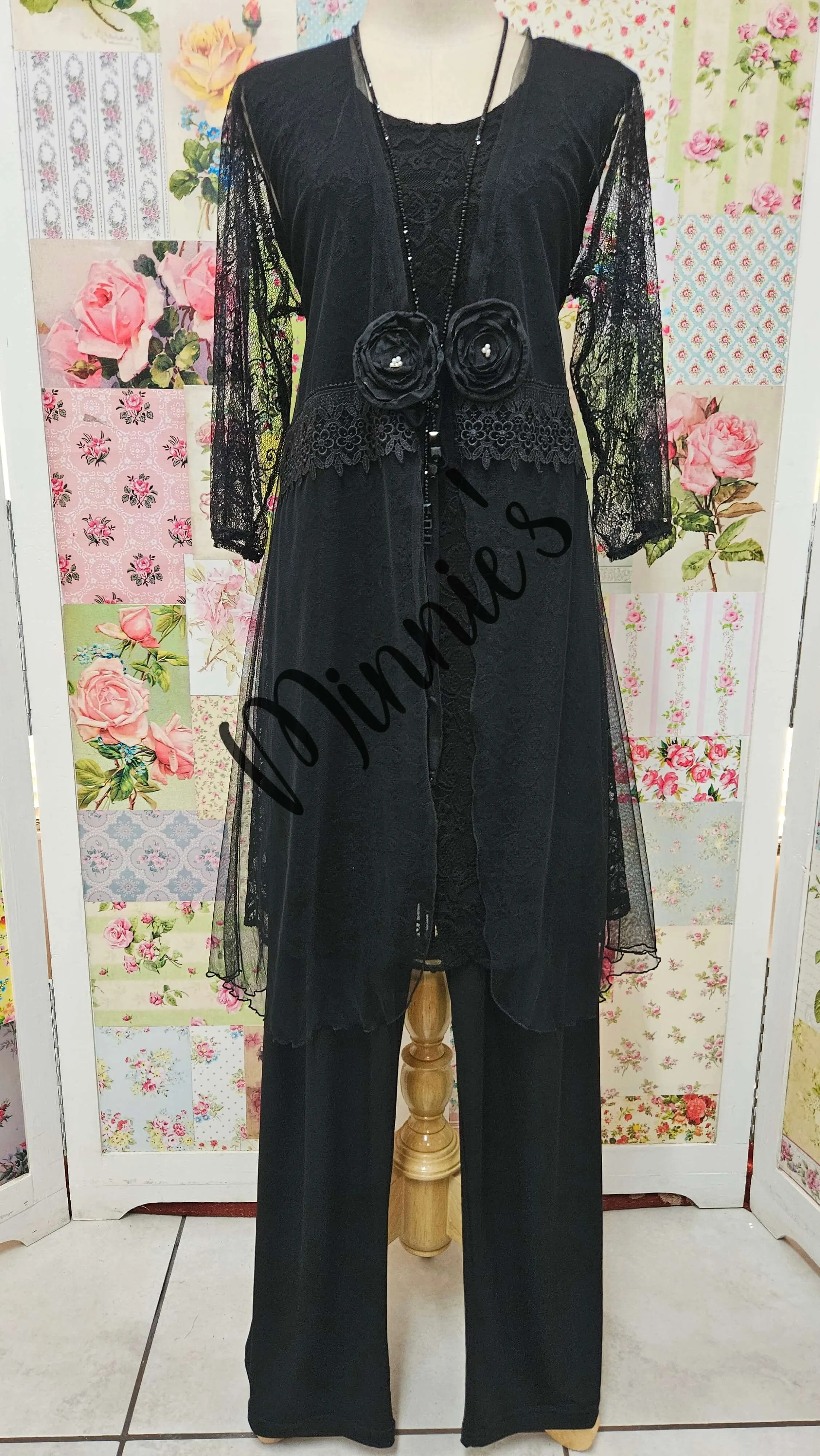 Black 4-Piece Pants Set LR0608