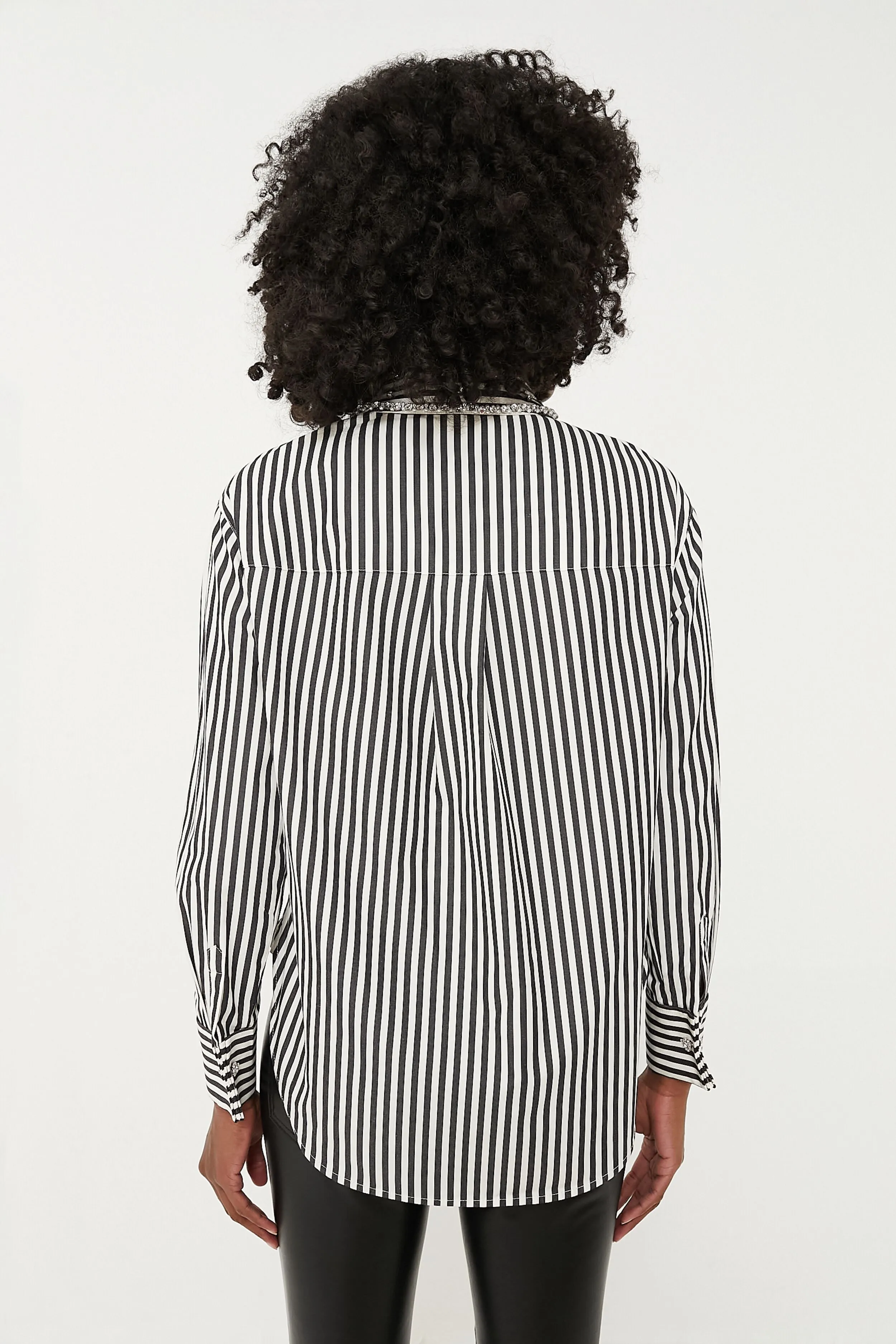 Black and French Cream Acrobat Stripe Embellished Shirt