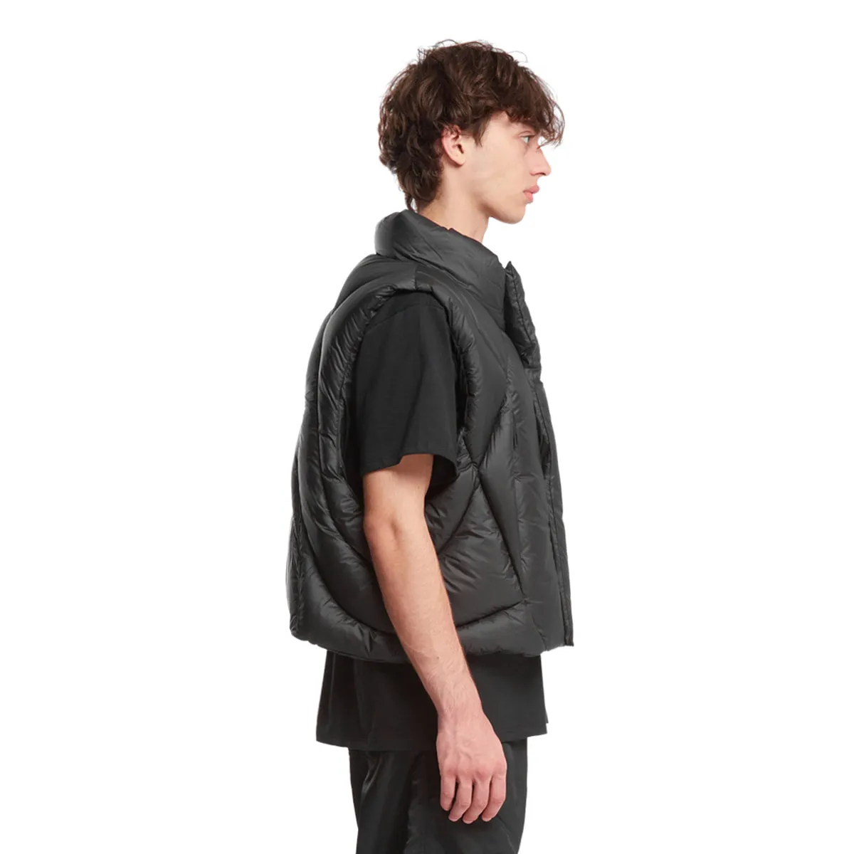 Black Funnel Neck Vest