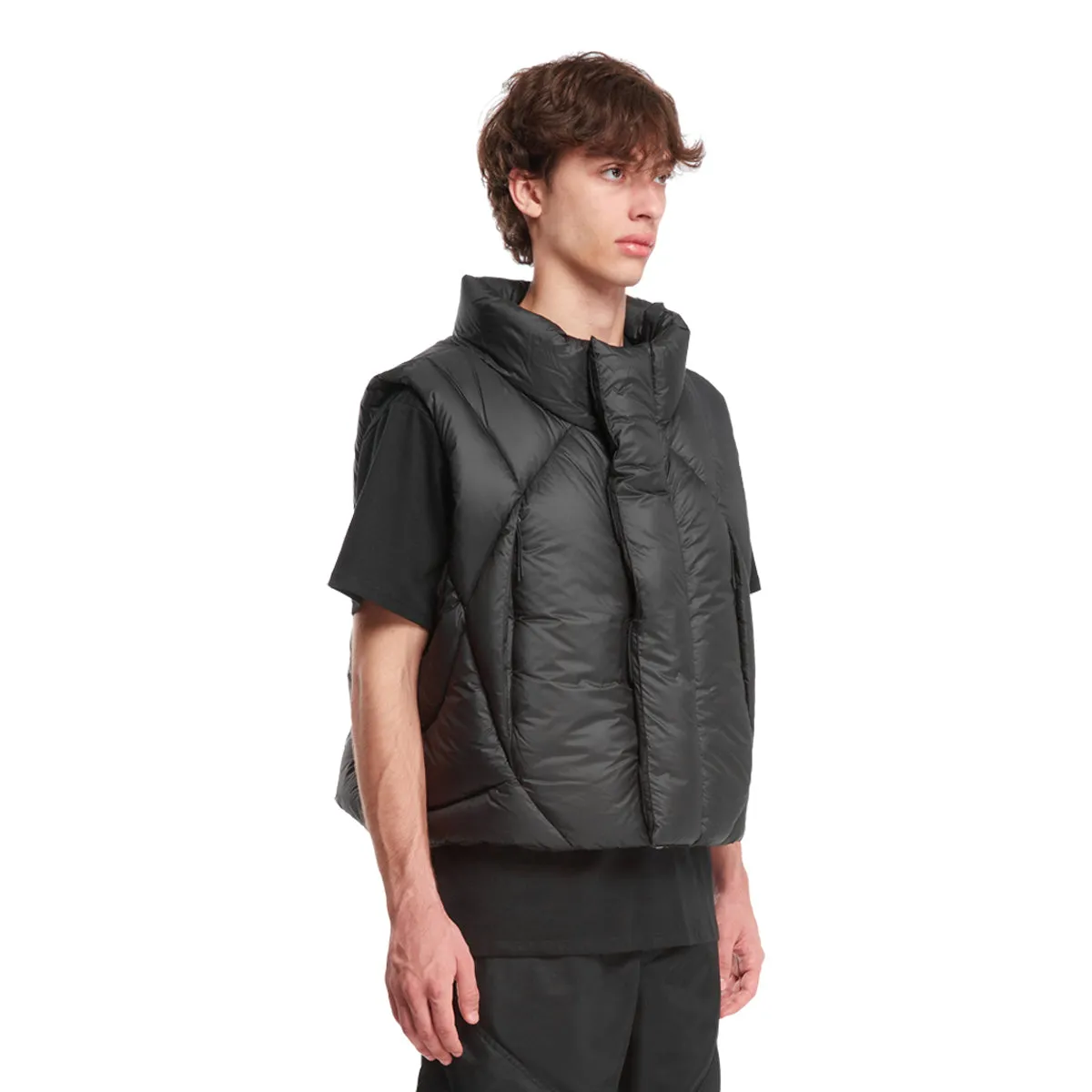 Black Funnel Neck Vest