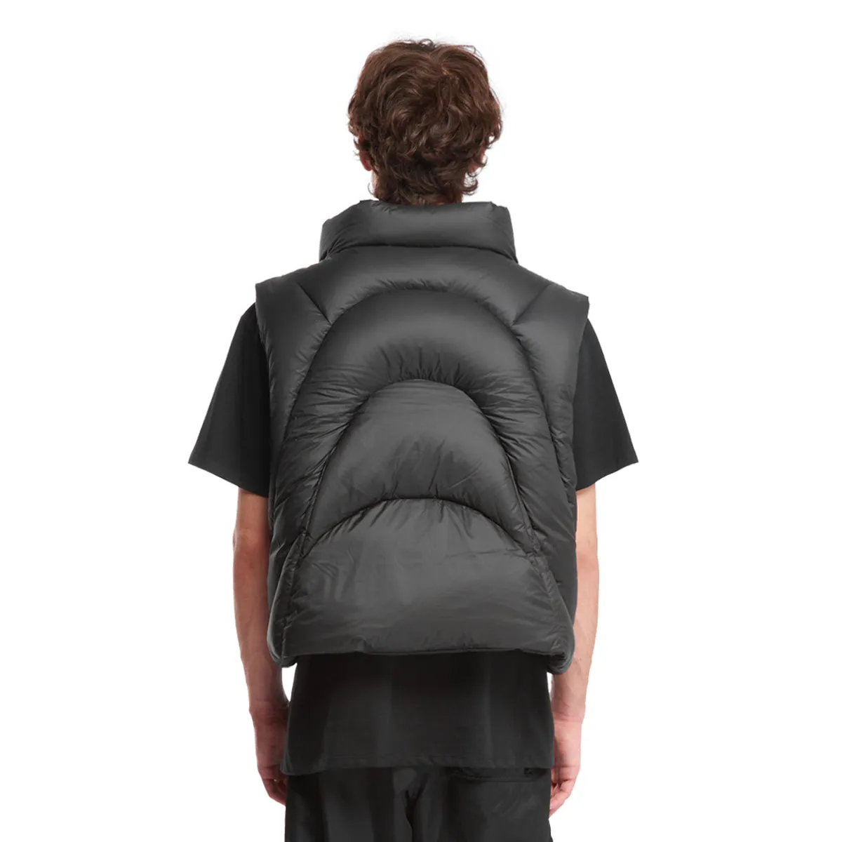 Black Funnel Neck Vest