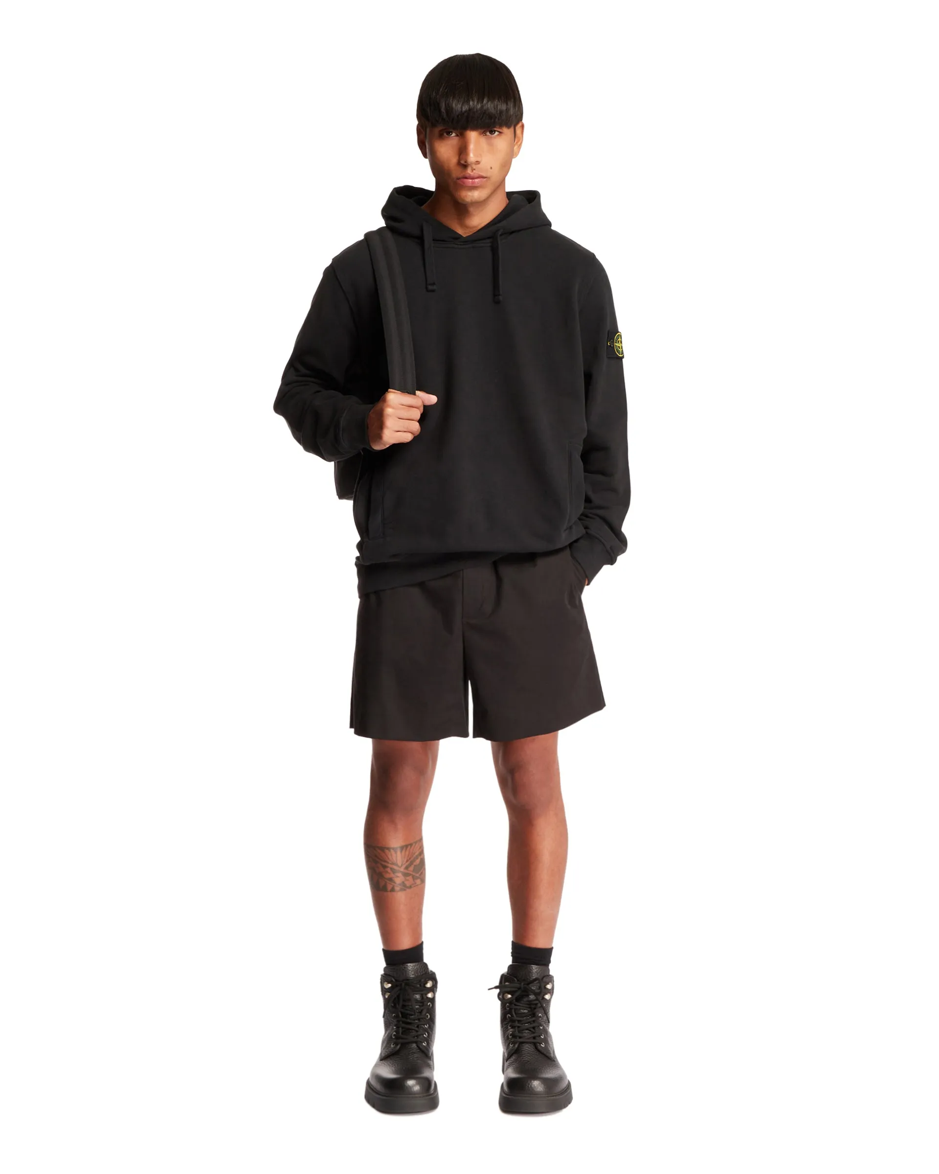 Black Logoed Hoodie