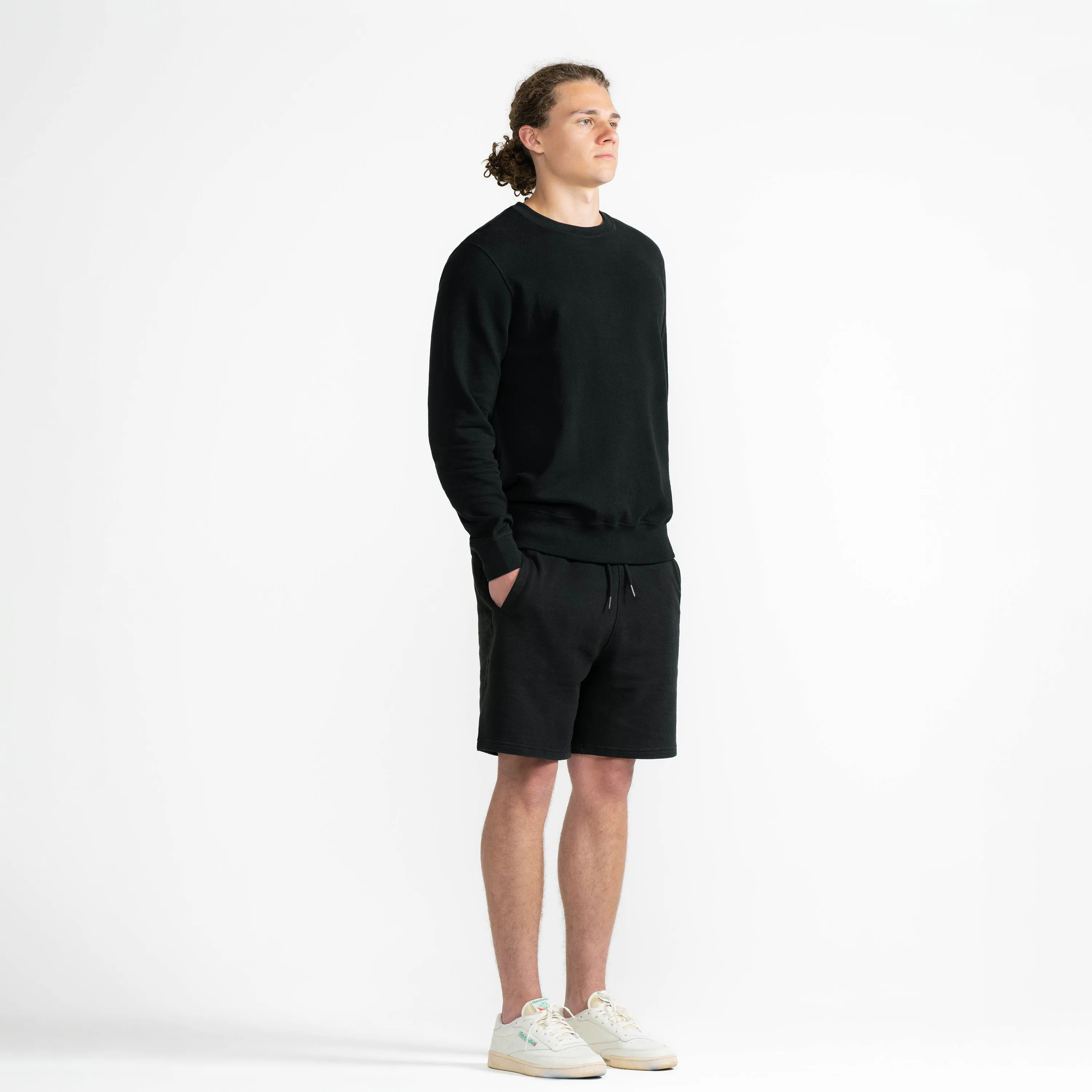 Black Organic Cotton French Terry Crewneck Sweatshirt