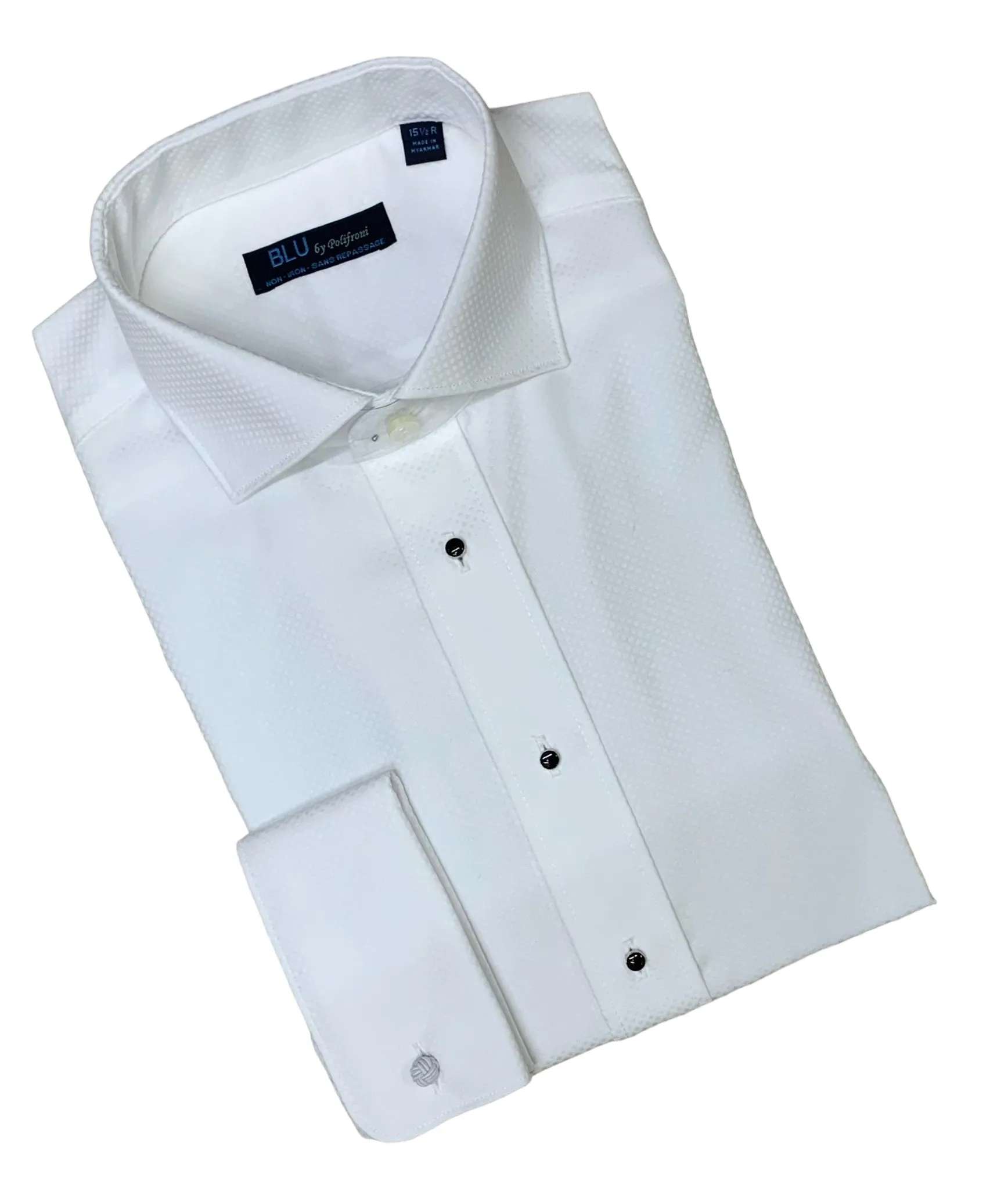 Blu by Polifroni Tuxedo Shirt French Cuff | White