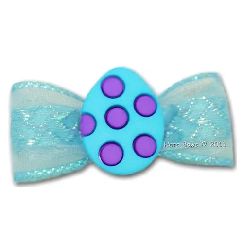 Blue Dotted Egg Hair Bow